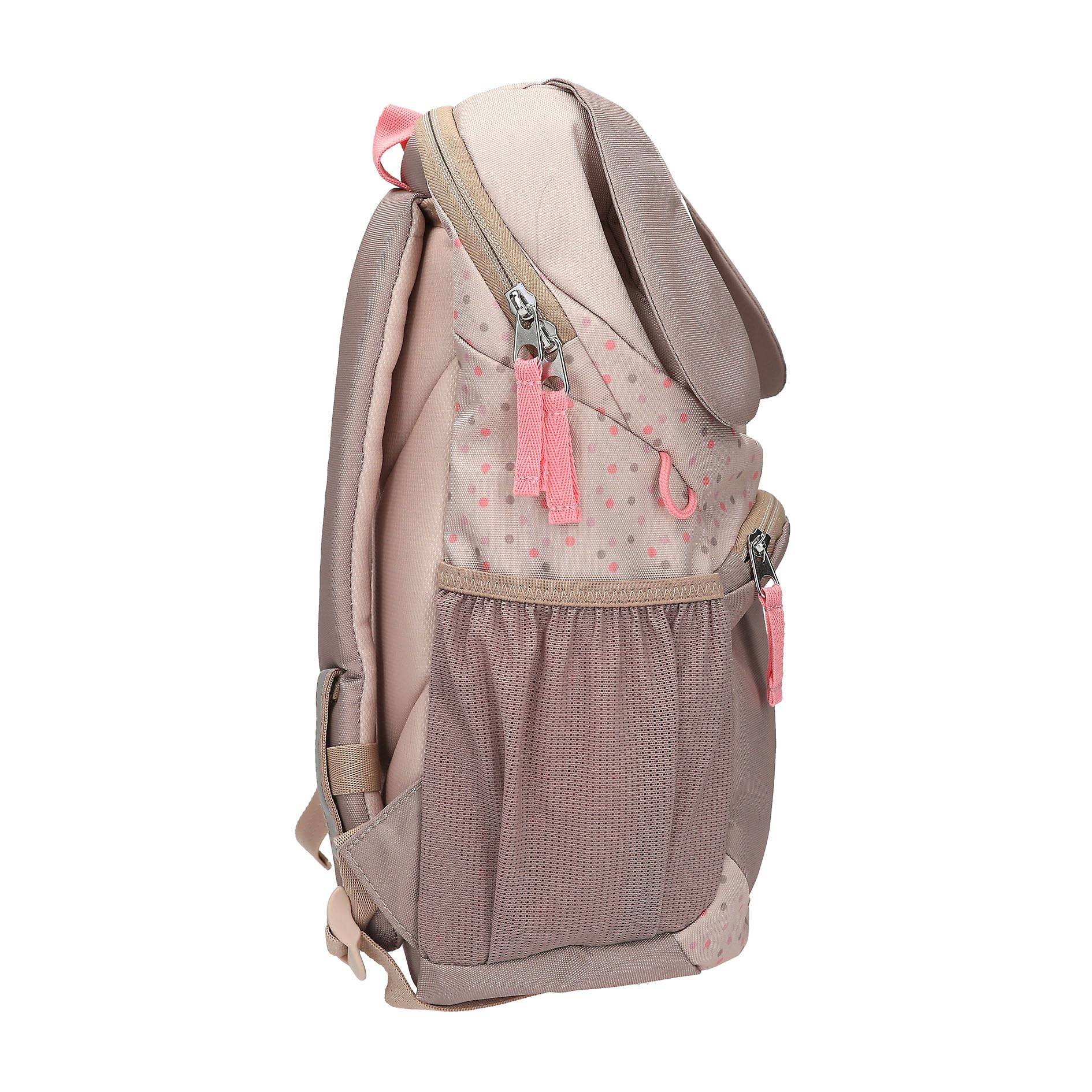 Depesche 13993 Princess Mimi - Ergonomischer Rucksack in Braun und Beige, mit Hunde-Gesicht, applizierten Schlappohren und Pünktchen-Muster, Tasche