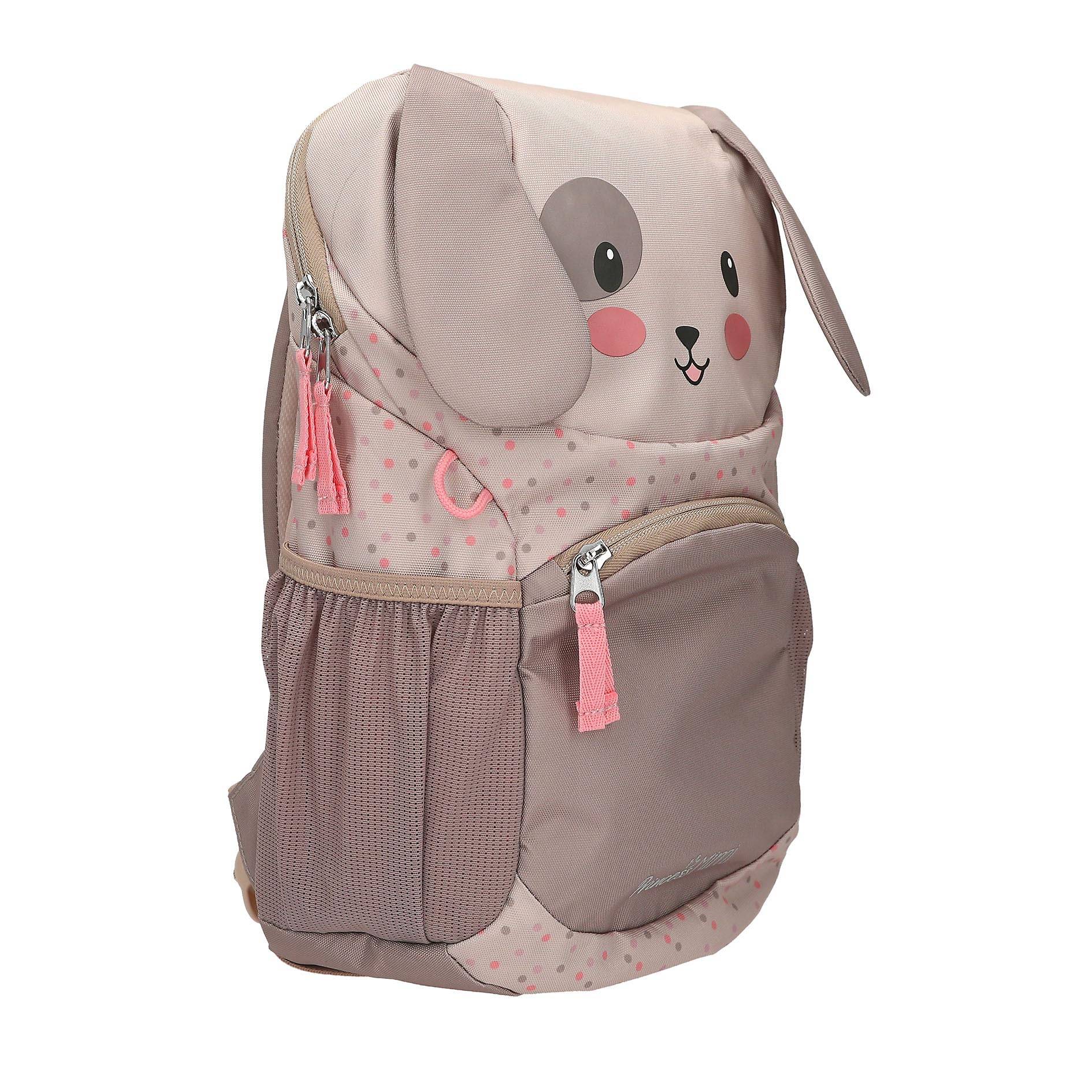 Depesche 13993 Princess Mimi - Ergonomischer Rucksack in Braun und Beige, mit Hunde-Gesicht, applizierten Schlappohren und Pünktchen-Muster, Tasche