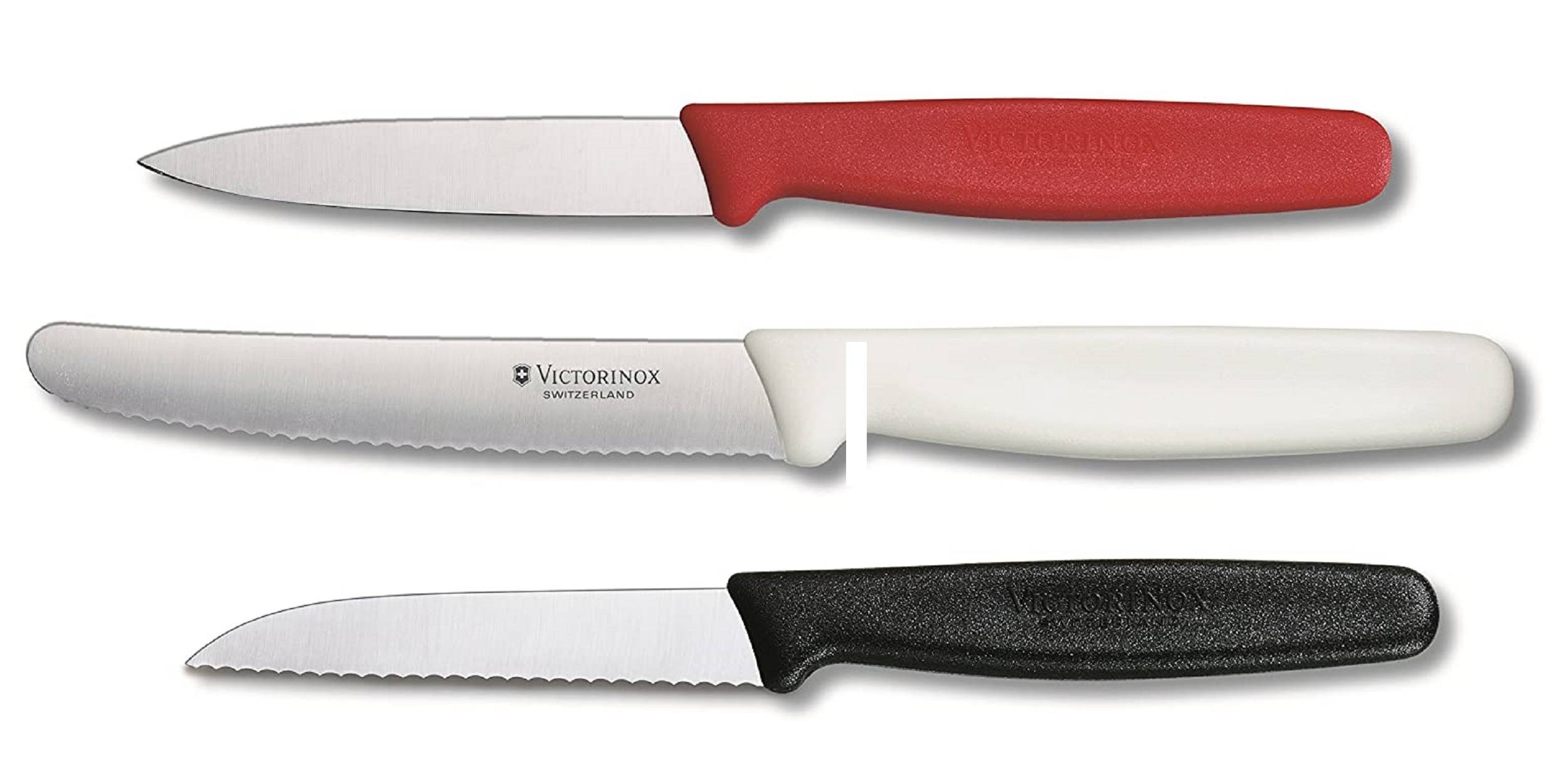 Victorinox | Gemüsemesser-Set 3-tlg. | scharf & präzise | ergonomische Griffe | ideal für Obst und Gemüse | farblich sortiert