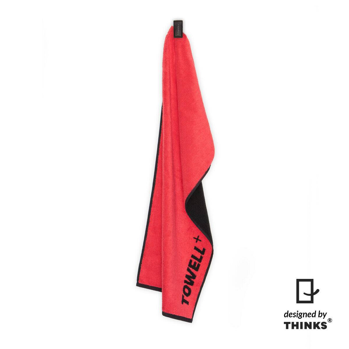 Stryve | Towell + Sporthandtuch | 40x90cm | integrierter Tasche | Rot Schwarz | 100% Baumwolle | ideal für Fitnessstudio & Outdoor-Aktivitäten