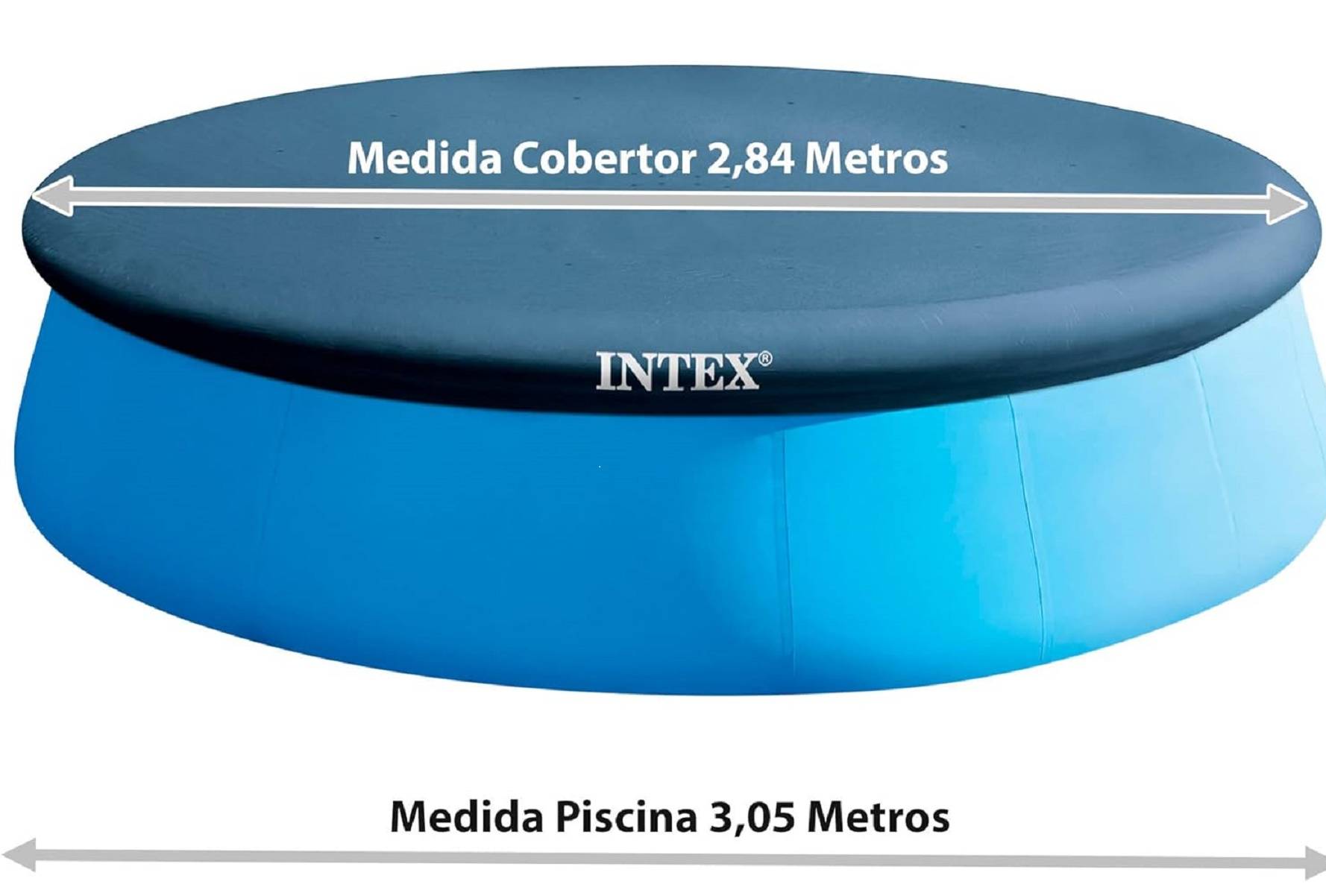Intex 10 foot (3.05 m) Easy Set Swimming Pool Cover #28021. Round cover measures 2.8 m, (9.4 ft) suitable for Intex pools with base diameter of