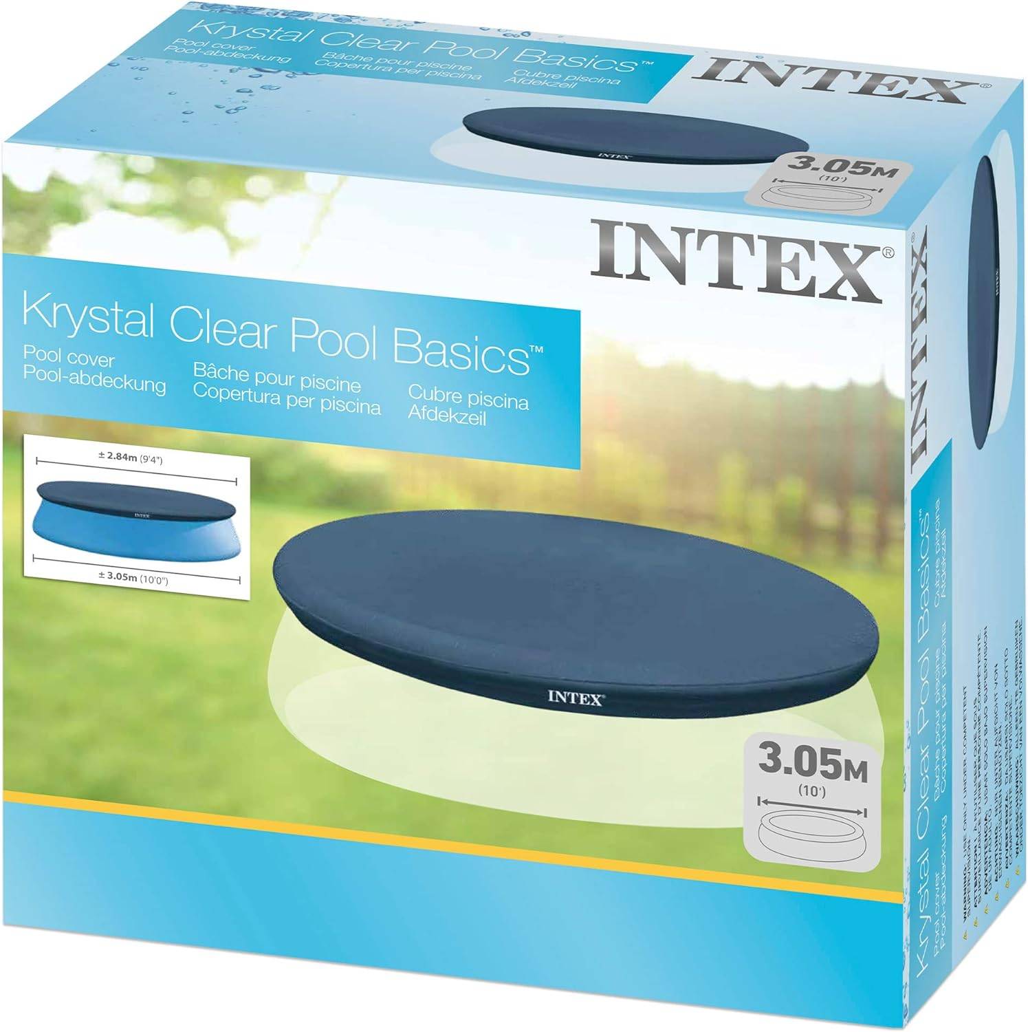 Intex 10 foot (3.05 m) Easy Set Swimming Pool Cover #28021. Round cover measures 2.8 m, (9.4 ft) suitable for Intex pools with base diameter of
