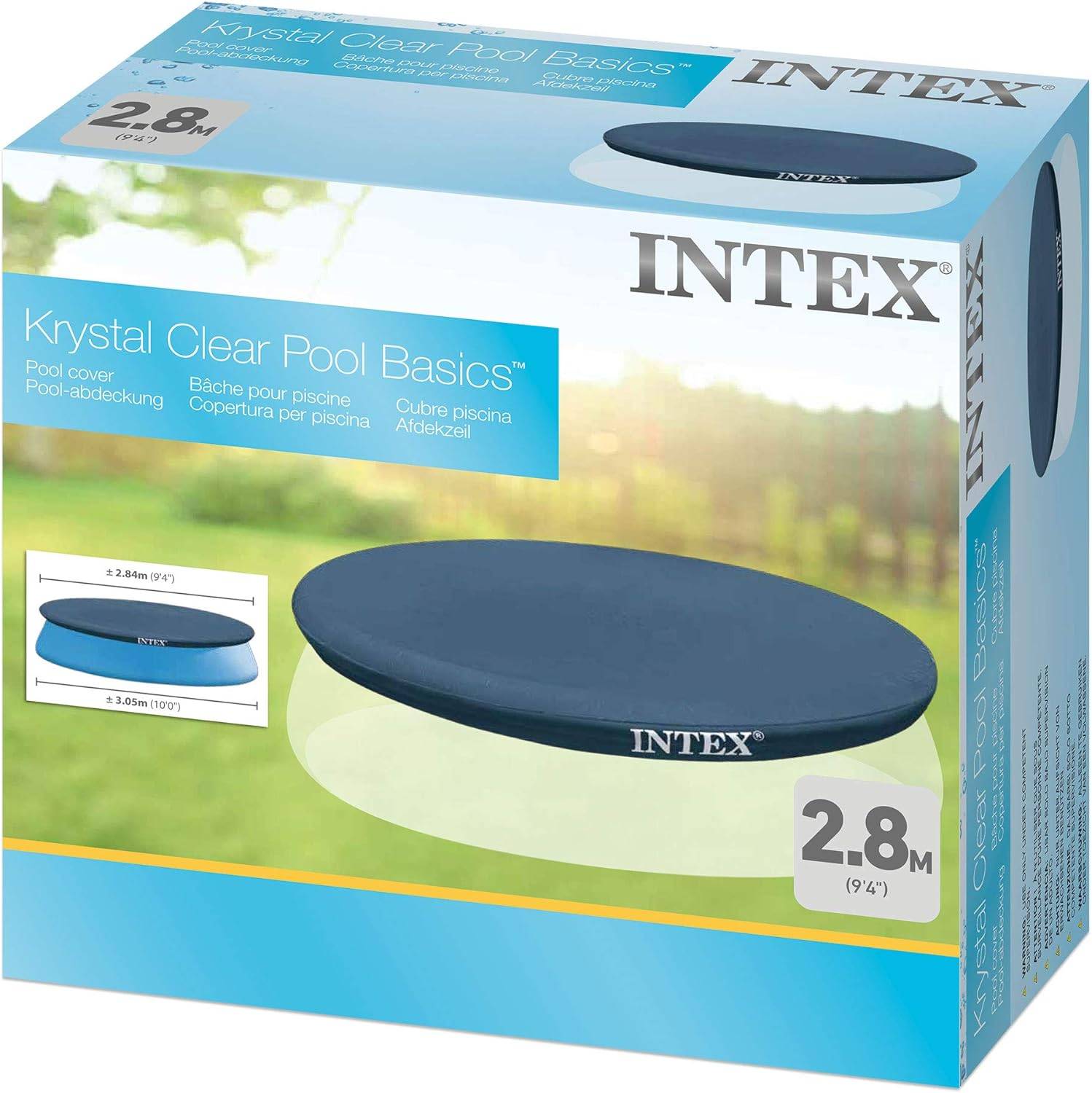 Intex 10 foot (3.05 m) Easy Set Swimming Pool Cover #28021. Round cover measures 2.8 m, (9.4 ft) suitable for Intex pools with base diameter of