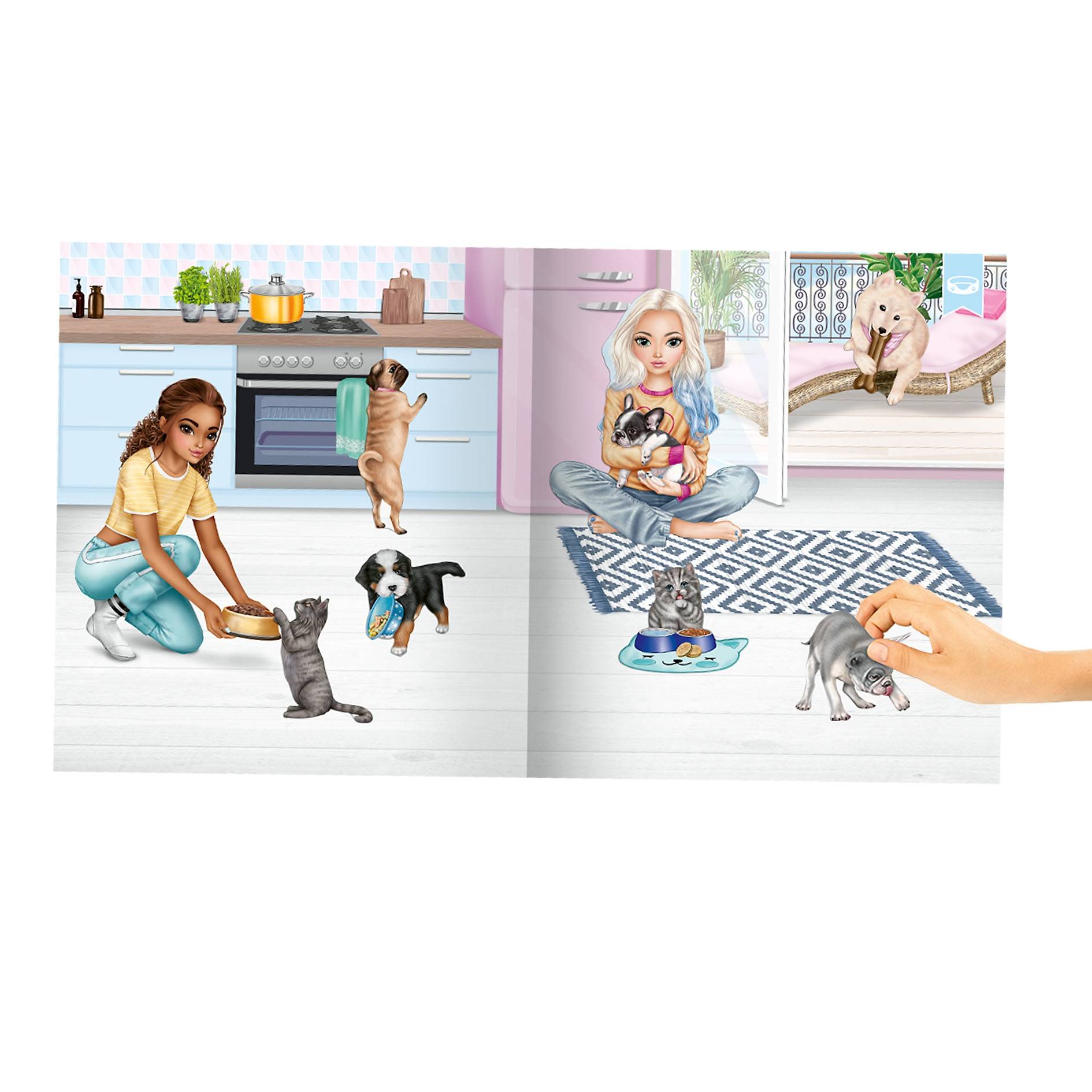 Depesche 13571 TOPModel Kitty and Doggy - Stickerbuch mit 20 detaillierten Hintergrundseiten zu Haustieren, inkl. 3 Doppelseiten Aufkleber