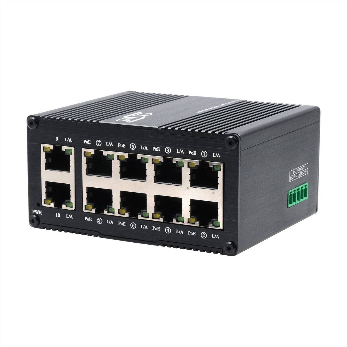 EXSYS EX-62026PoE 10-Port Industrie-Ethernet-PoE-Switch, 8x PoE + 2-Port 10/100/1000Tx