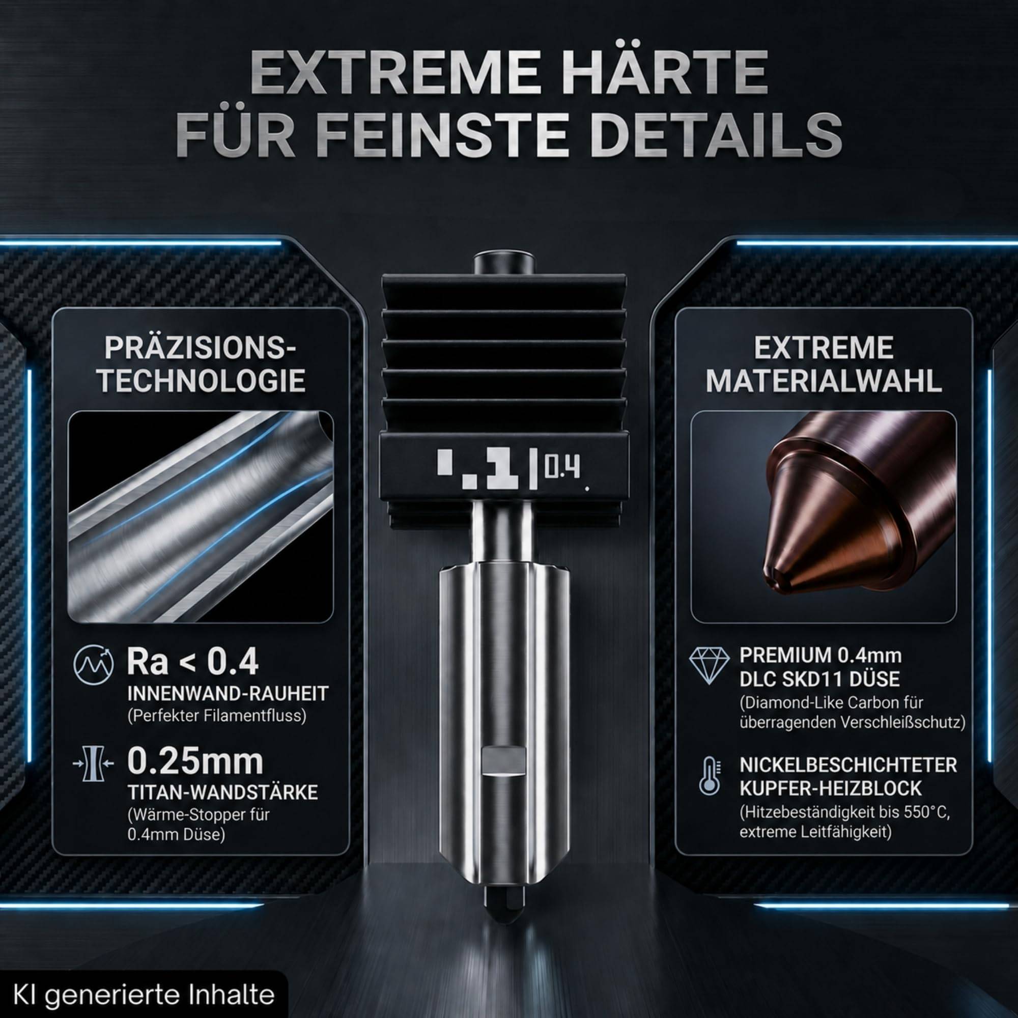 2x P2S H2S H2D Hotend passend für Bambu Lab 0,4mm Nozzle 1,75mm Filament wie PETG-HF PLA Basic