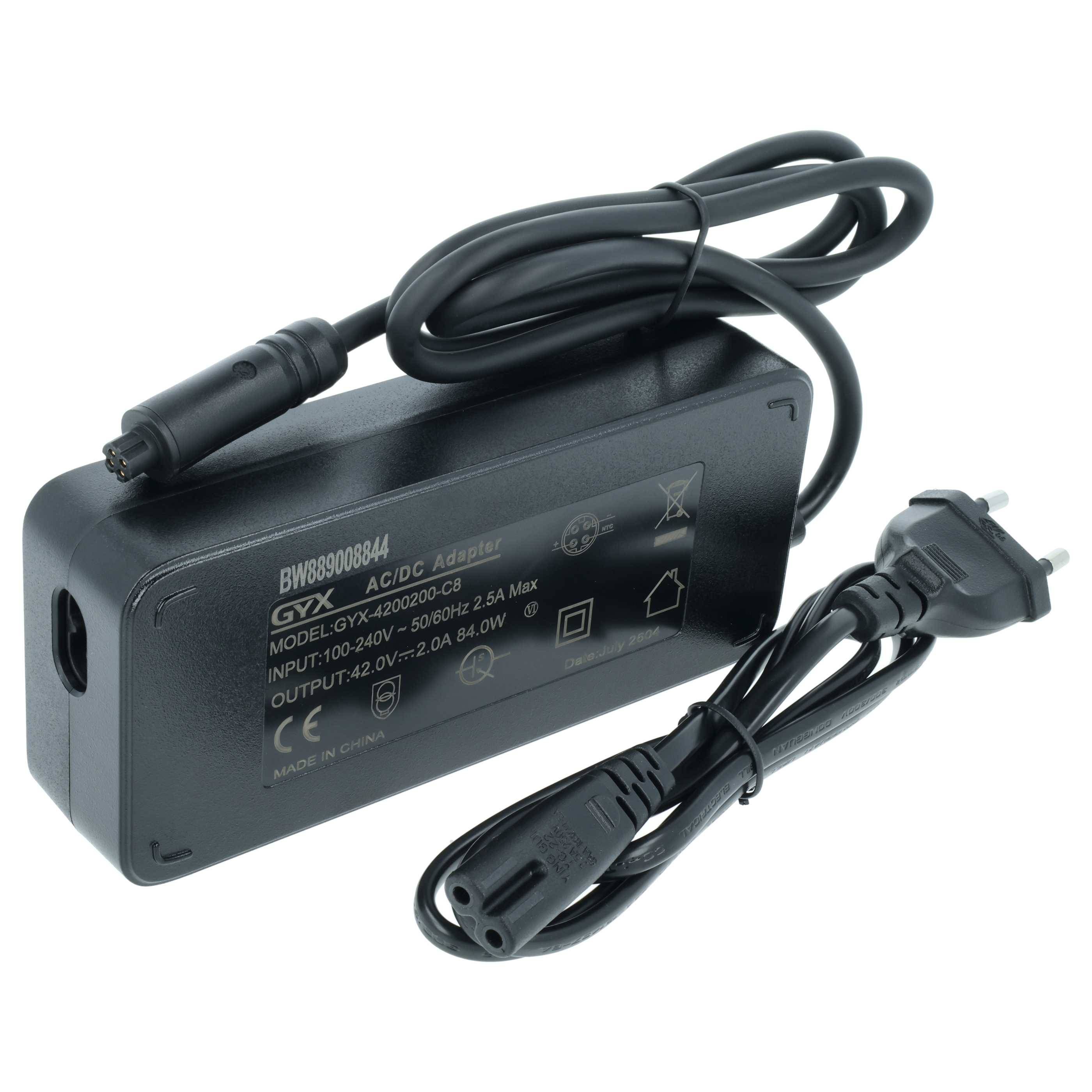 vhbw Ladegerät kompatibel mit Haibike PASB5, X94-20, B0S-20, B0S-21, B94-20, PASB2 Fahrradakkus, E-Bike - Für Akkus mit 4-Pin Anschluss 84 W