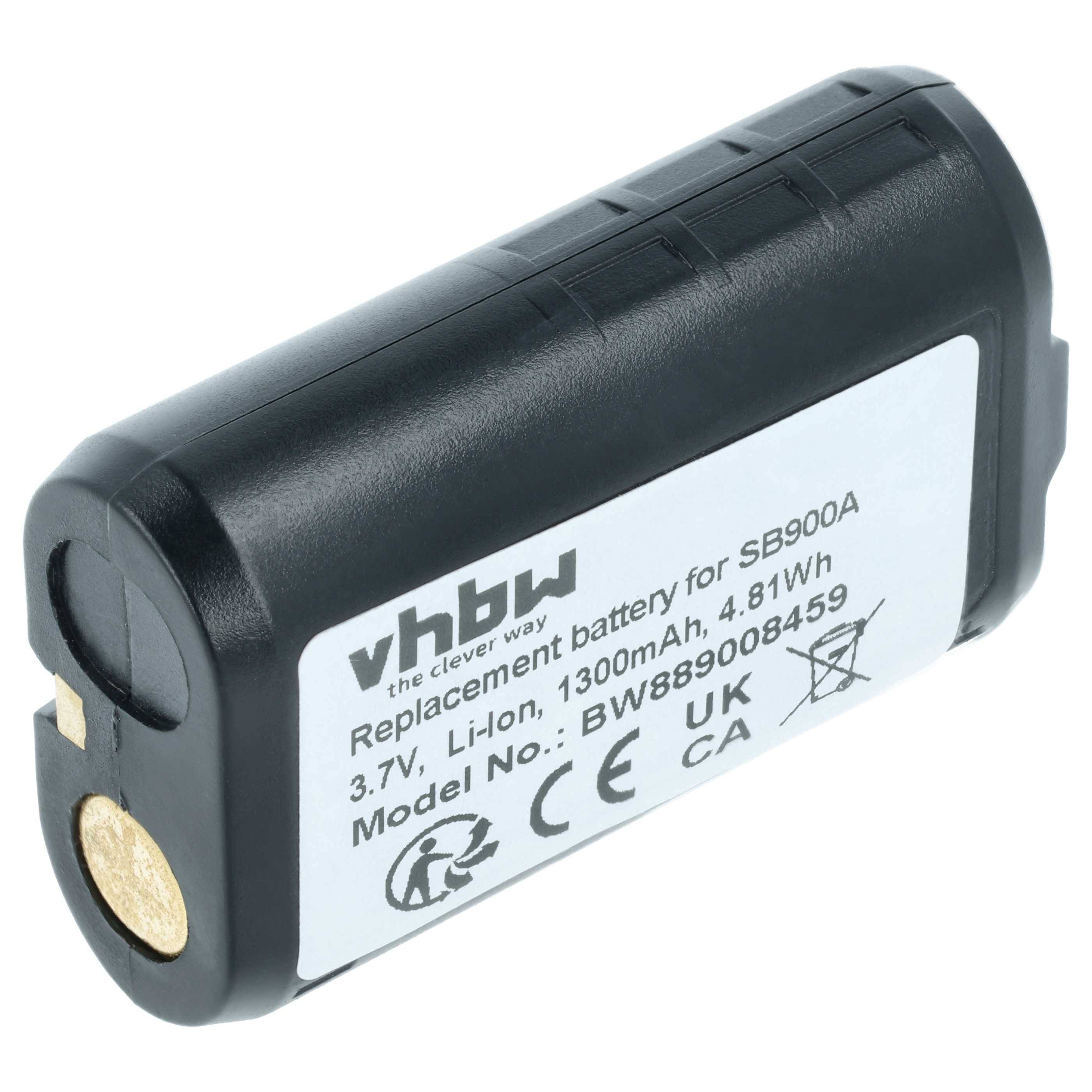vhbw Akku kompatibel mit Shure PSM1000, PSM300, PSM900, QLX-D, ULX-D, ULXD1 Digitales Funksystem, Taschensender (1300 mAh, 3,7 V, Li-Ion)