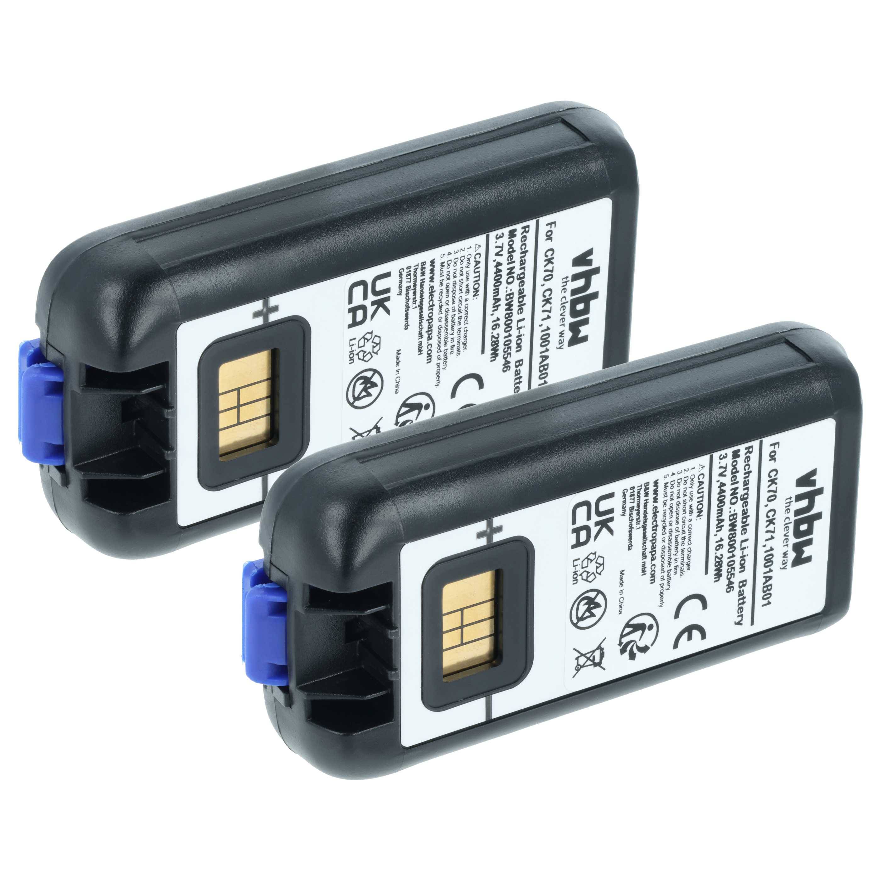 vhbw 2x Akku kompatibel mit Intermec CK70A, CK70, CK71A, CK71 Mobilcomputer PDA Scanner (4400 mAh, 3,7 V, Li-Ion)