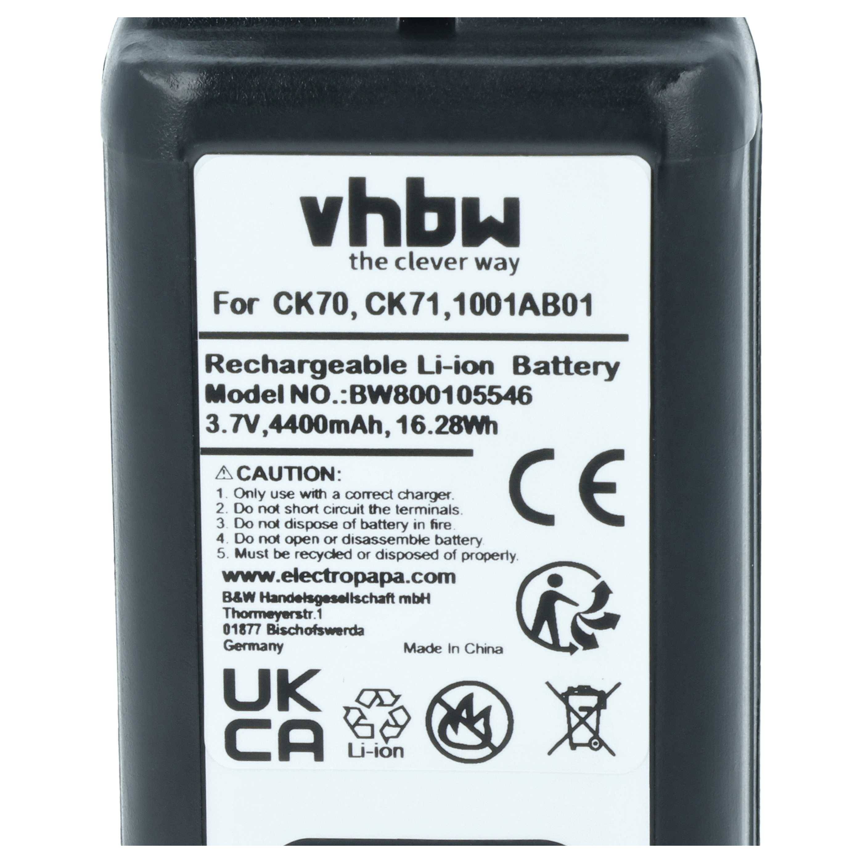 vhbw 2x Akku kompatibel mit Intermec CK70A, CK70, CK71A, CK71 Mobilcomputer PDA Scanner (4400 mAh, 3,7 V, Li-Ion)