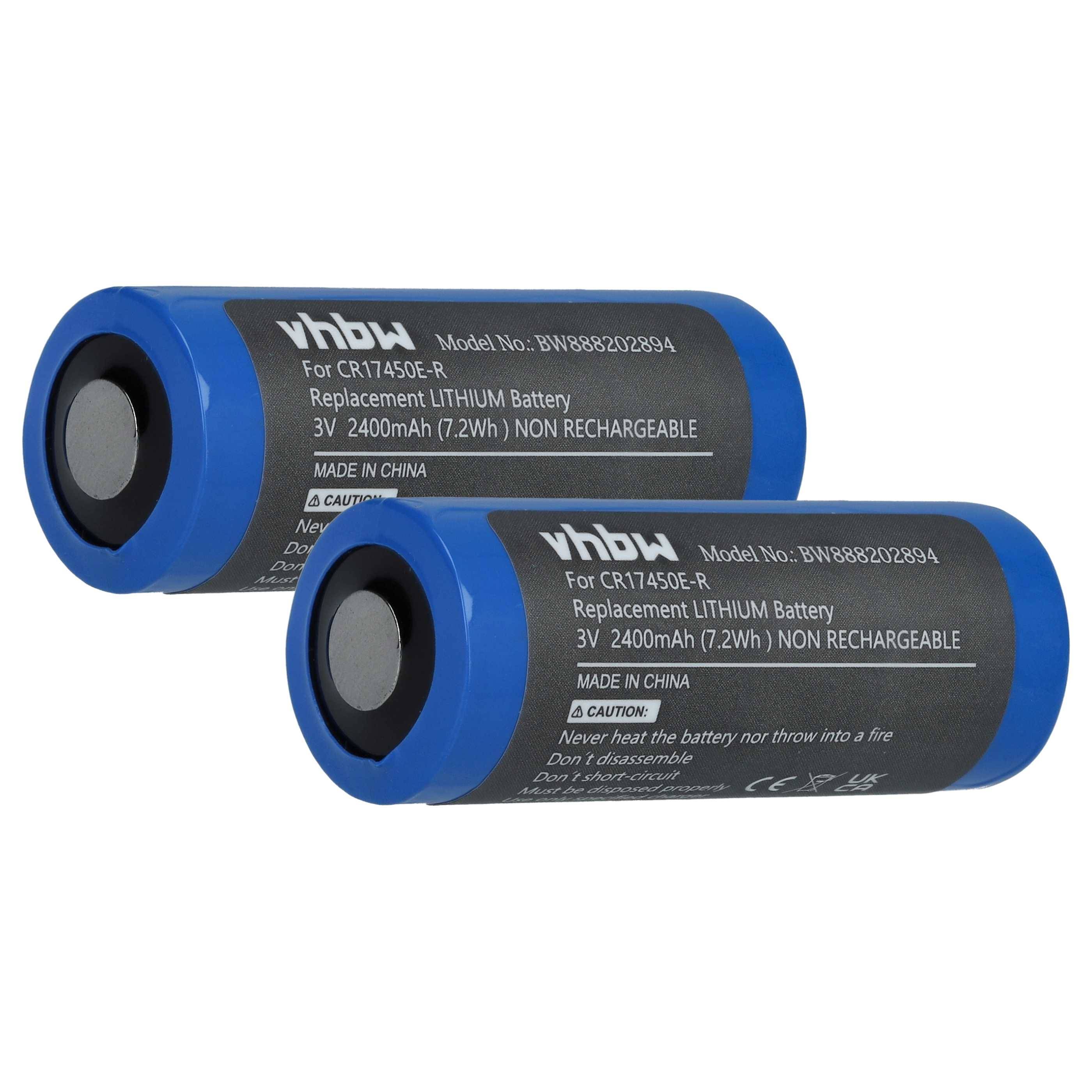 vhbw 2x Batterie Ersatz für CR17450E-R (3V, Lithium) für diverse Geräte