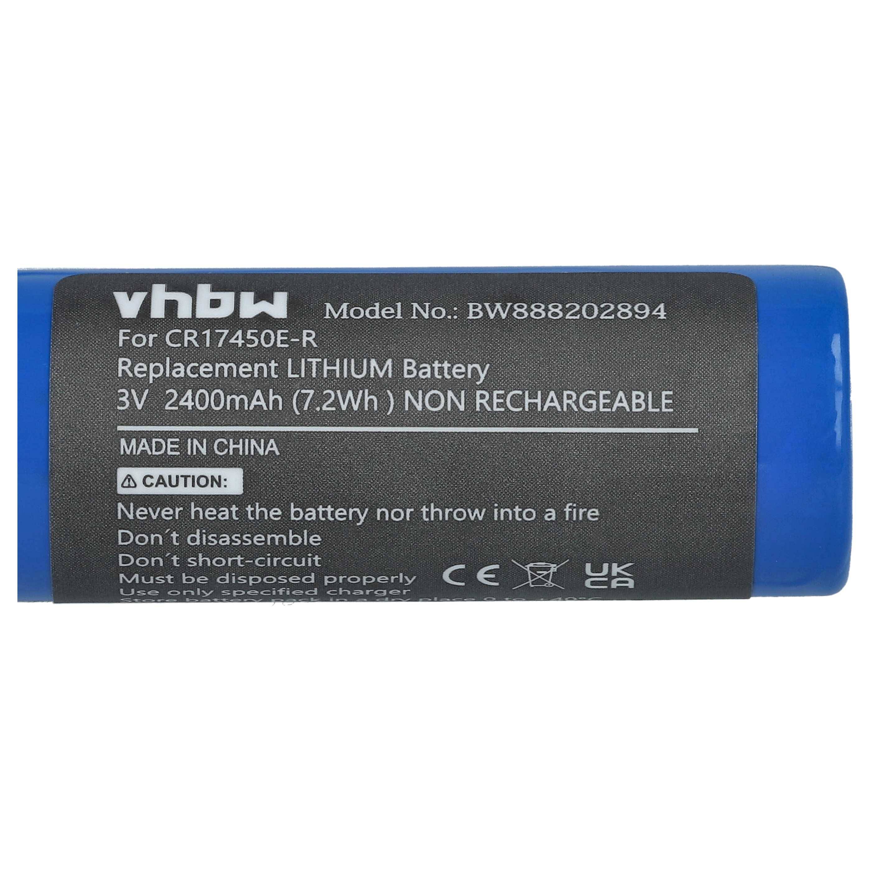 vhbw 2x Batterie Ersatz für CR17450E-R (3V, Lithium) für diverse Geräte