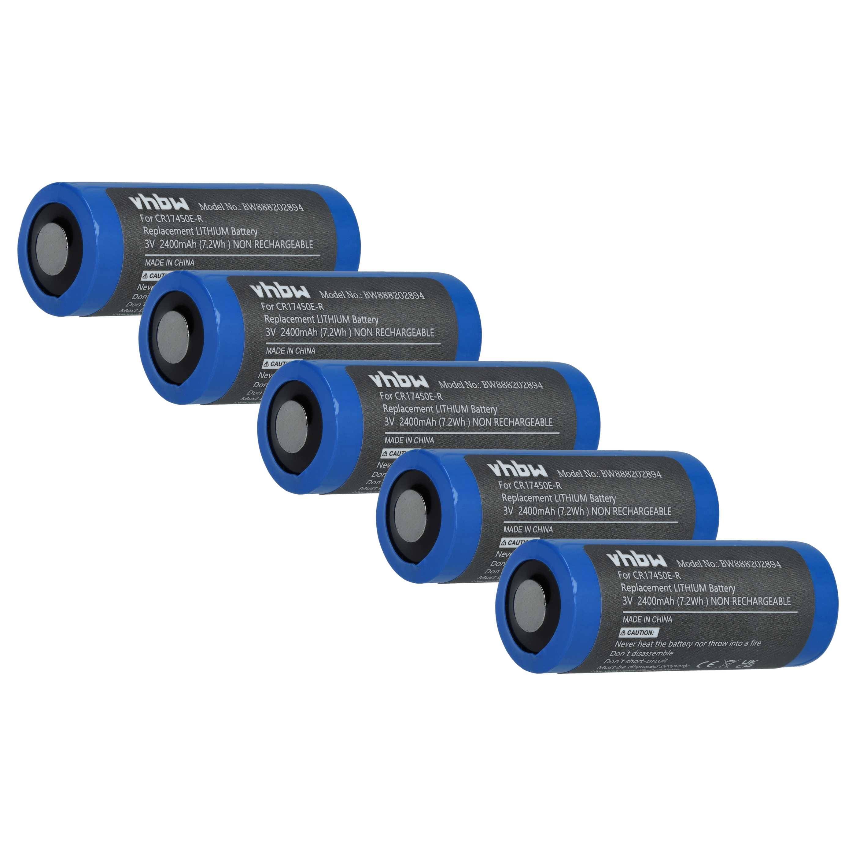 vhbw 5x Batterie Ersatz für CR17450E-R (3V, Lithium) für diverse Geräte