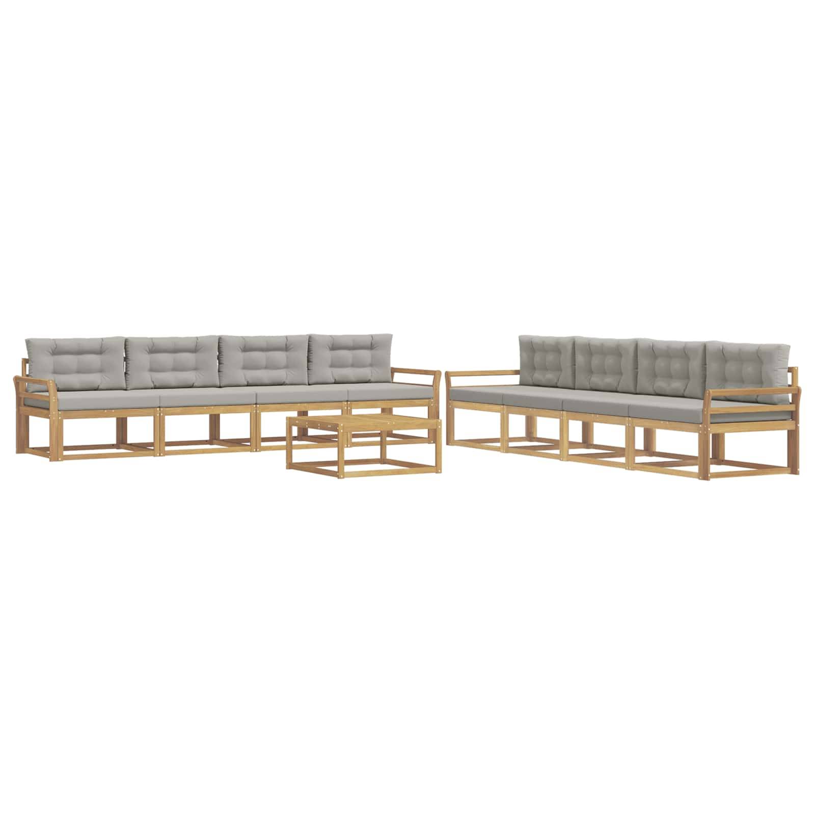 vidaXL Outdoor-Sofagarnitur 9 pcs Weiß und Hellgrau 79 x 79 x 37 cm