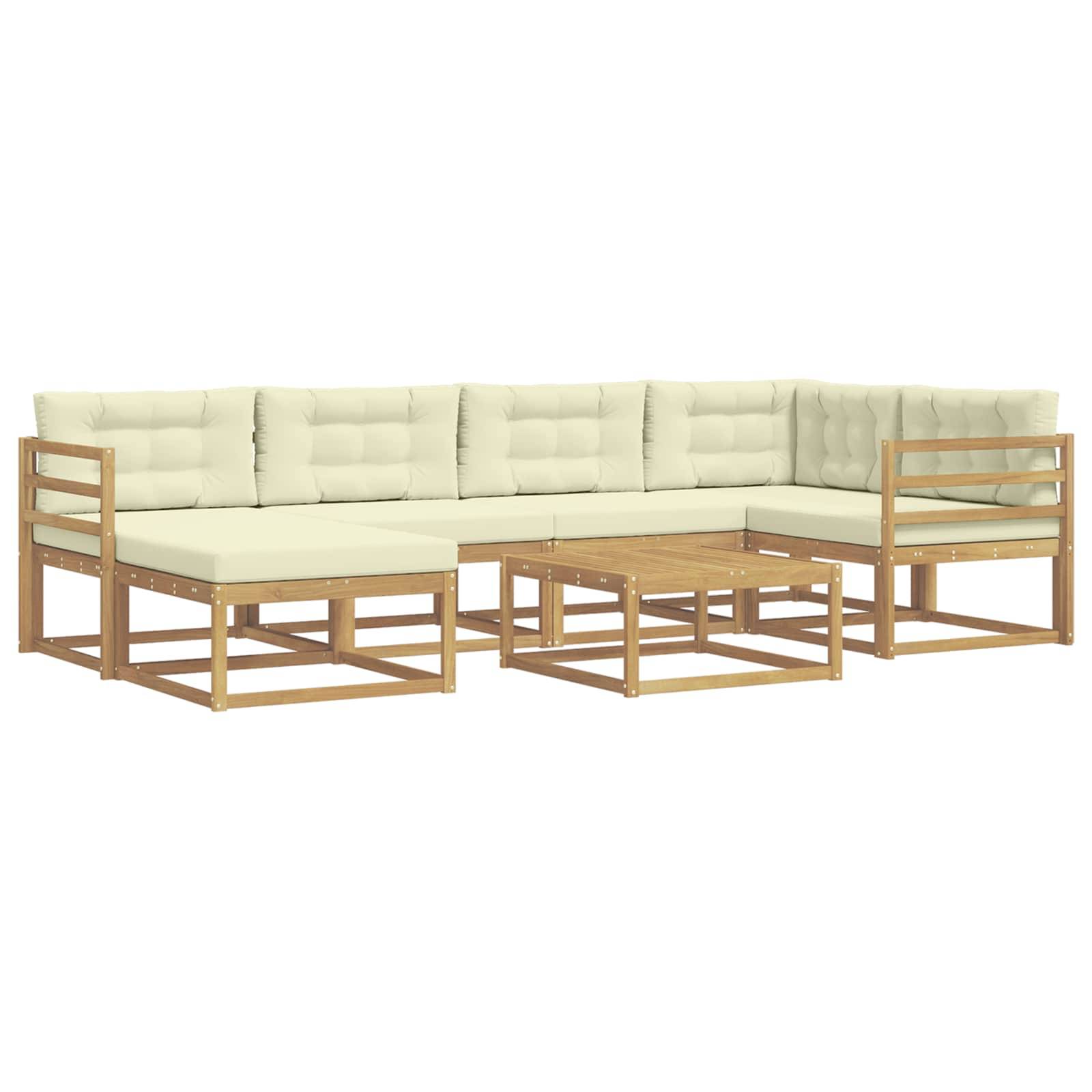 vidaXL Outdoor-Sofagarnitur 7 pcs Weiß und Creme