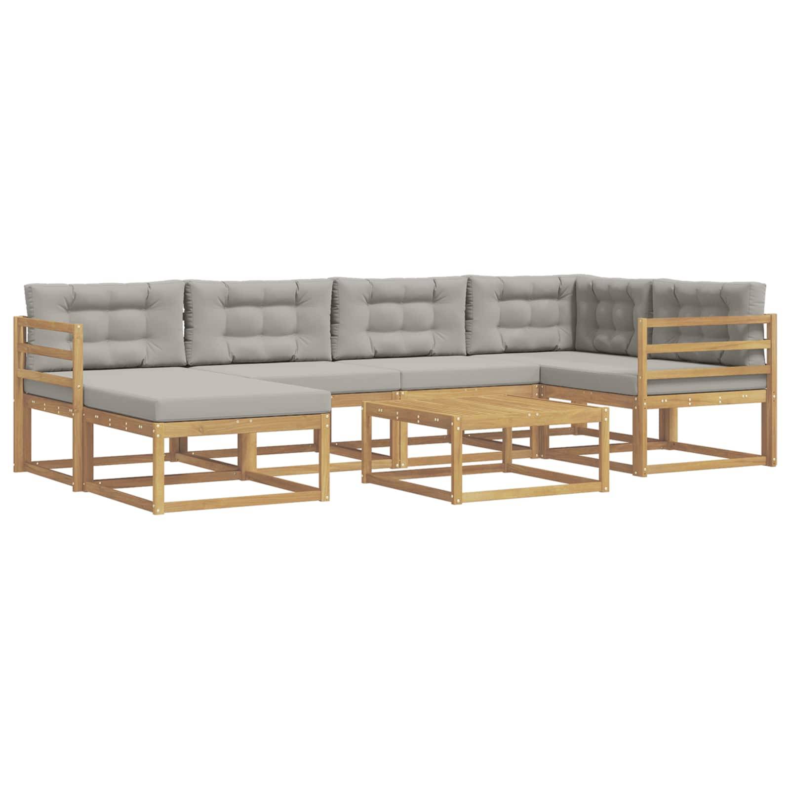 vidaXL Outdoor-Sofagarnitur 7 pcs Weiß und Hellgrau