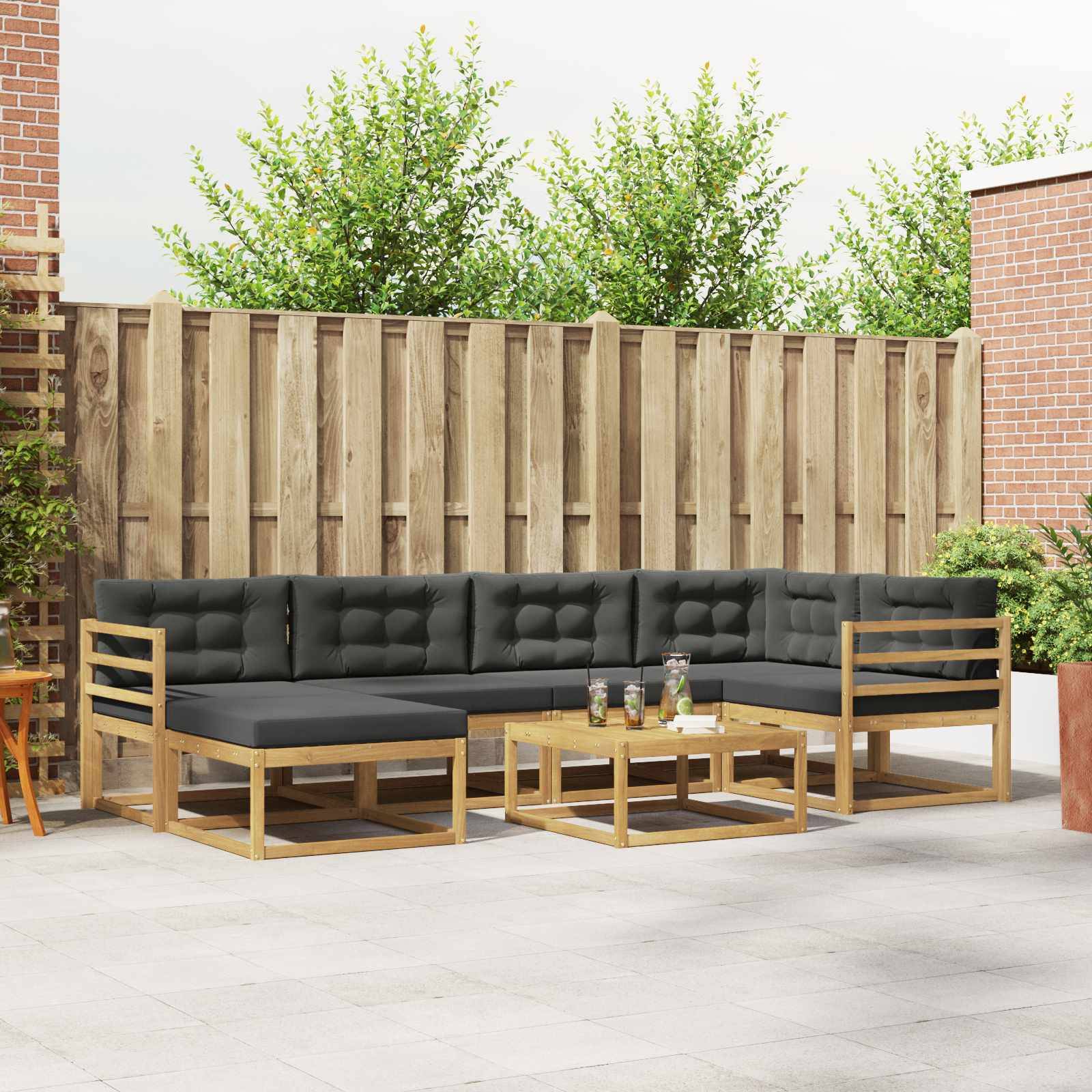 vidaXL Outdoor-Sofagarnitur 7 pcs Weiß und Anthrazit