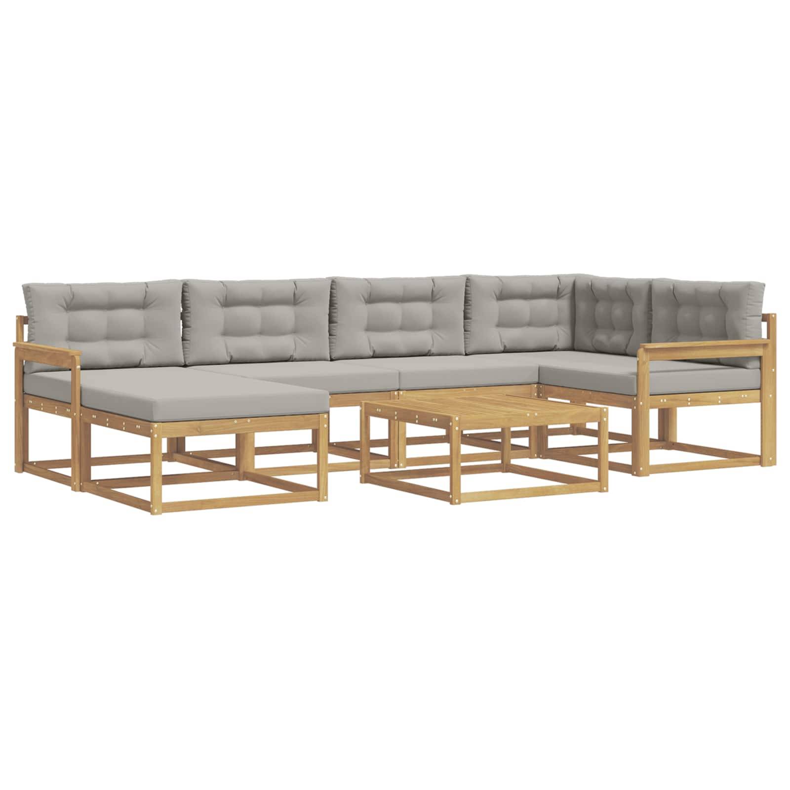 vidaXL Outdoor-Sofagarnitur 7 pcs Weiß und Hellgrau