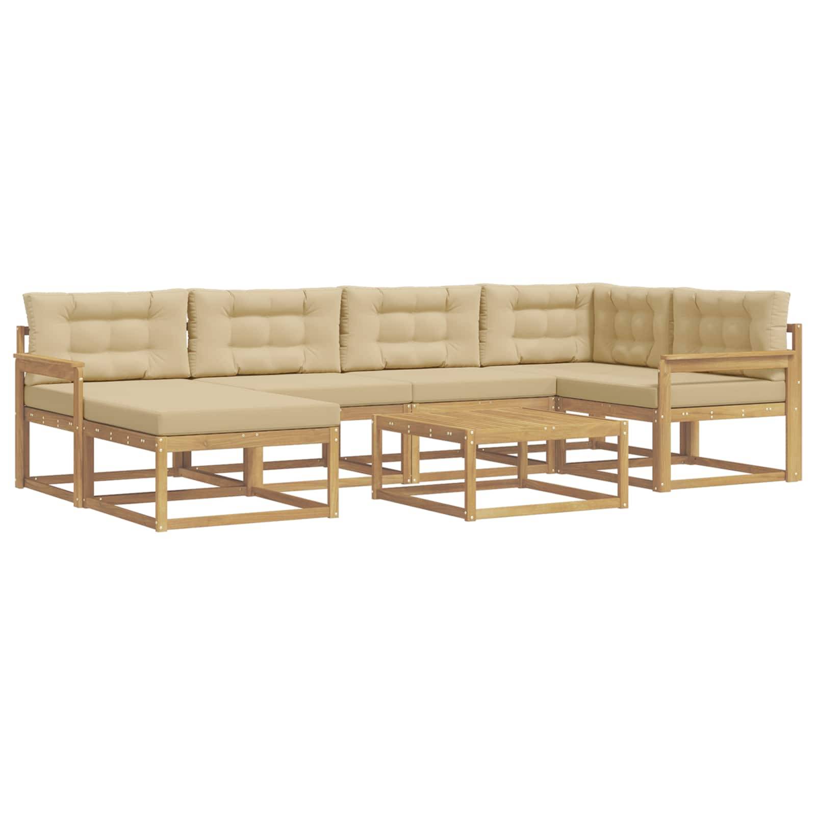 vidaXL Outdoor-Sofagarnitur 7 pcs Weiß und Beige