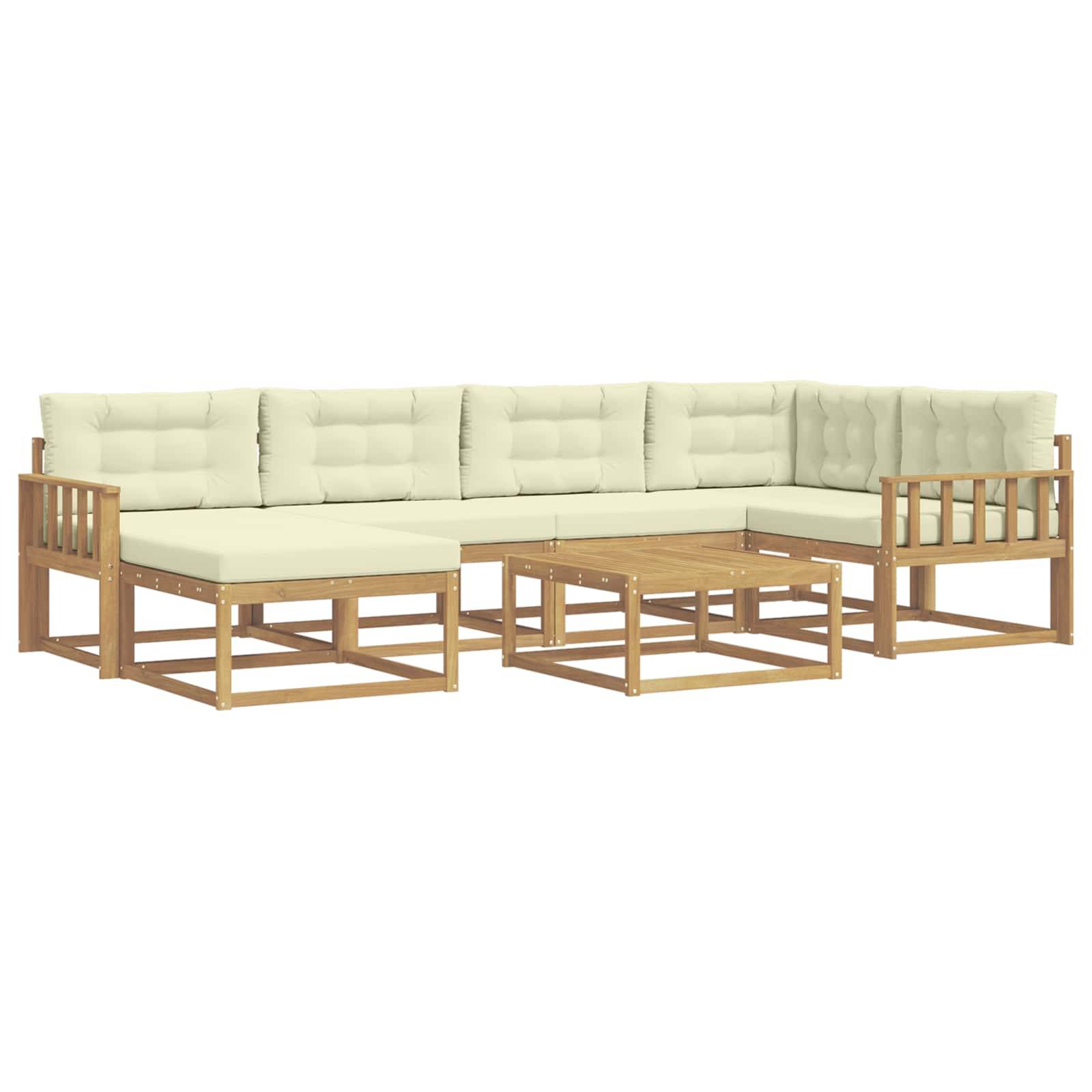 vidaXL Outdoor-Sofagarnitur 7 pcs Weiß und Creme