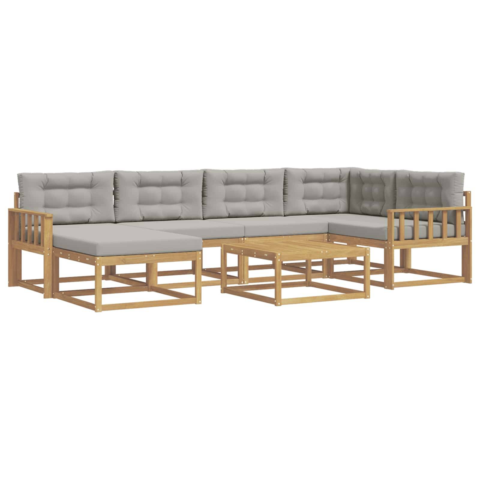 vidaXL Outdoor-Sofagarnitur 7 pcs Weiß und Hellgrau