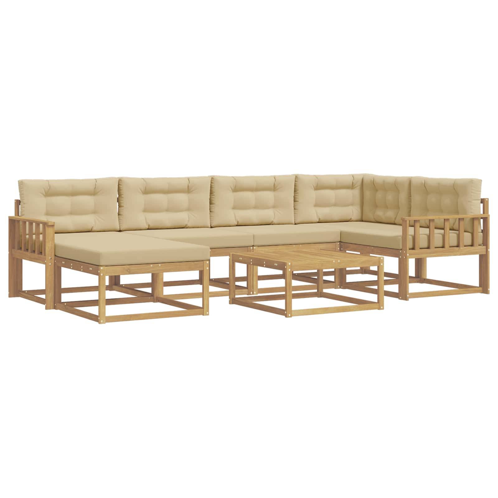 vidaXL Outdoor-Sofagarnitur 7 pcs Weiß und Beige