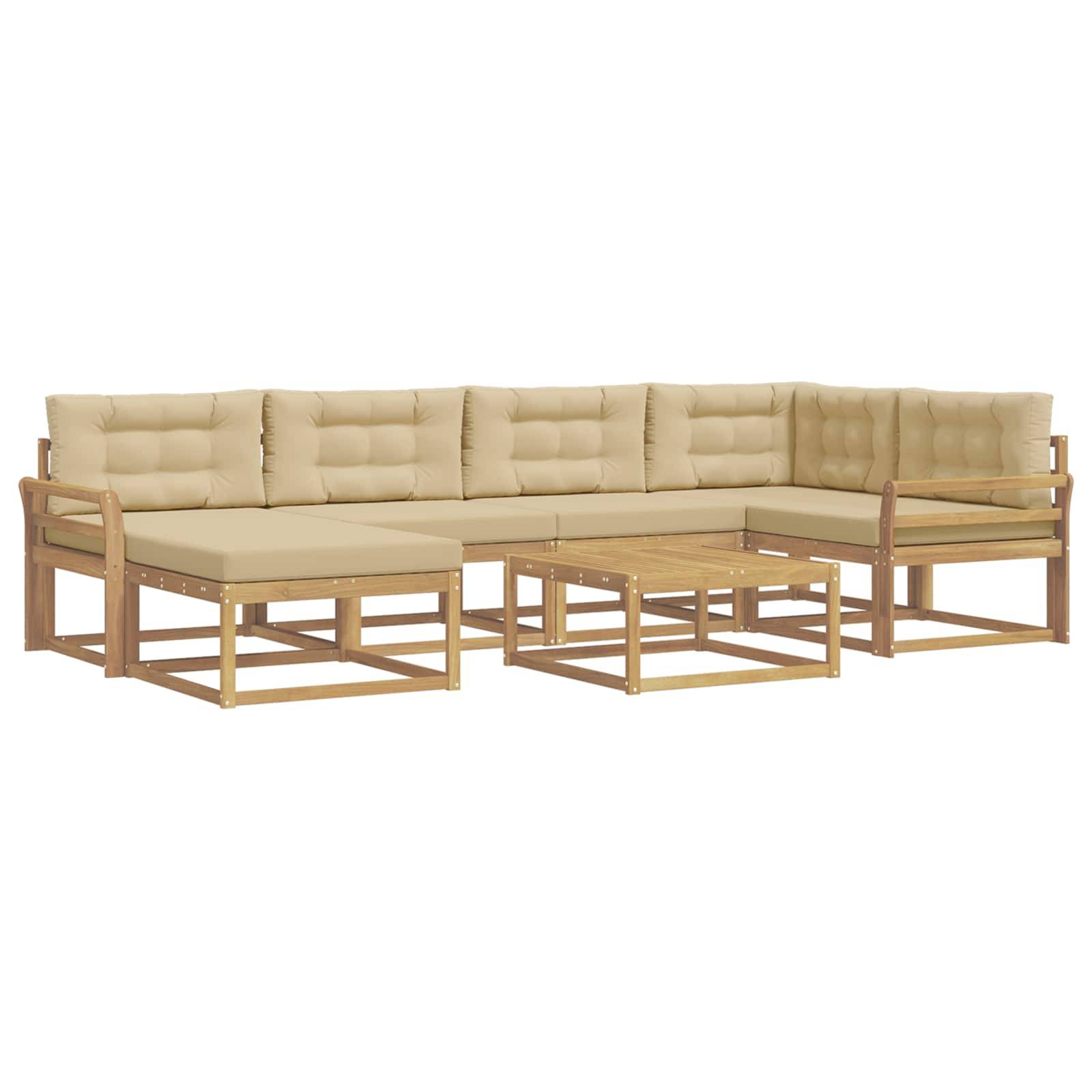 vidaXL Outdoor-Sofagarnitur 7 pcs Weiß und Beige