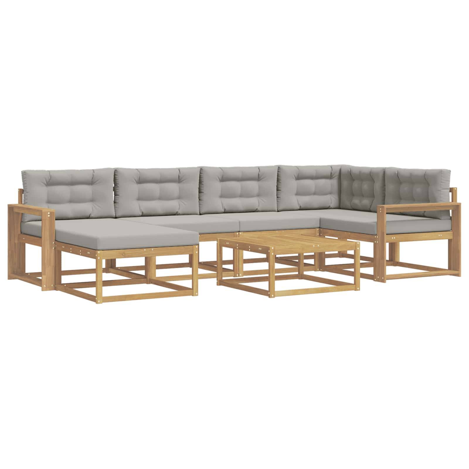 vidaXL Outdoor-Sofagarnitur 7 pcs Weiß und Hellgrau