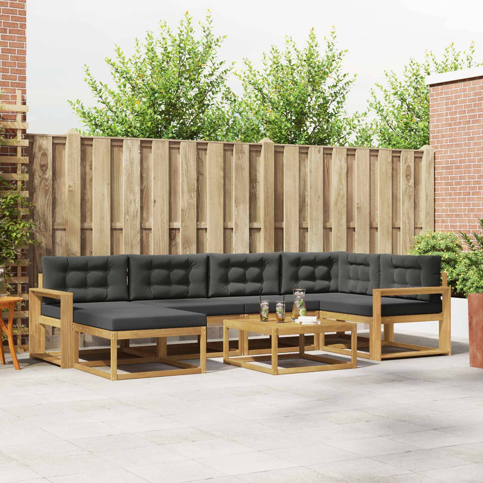 vidaXL Outdoor-Sofagarnitur 7 pcs Weiß und Anthrazit