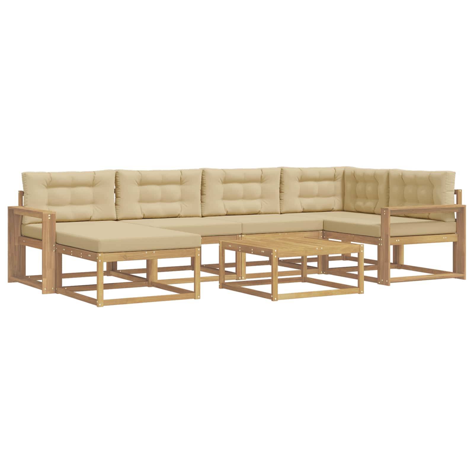 vidaXL Outdoor-Sofagarnitur 7 pcs Weiß und Beige