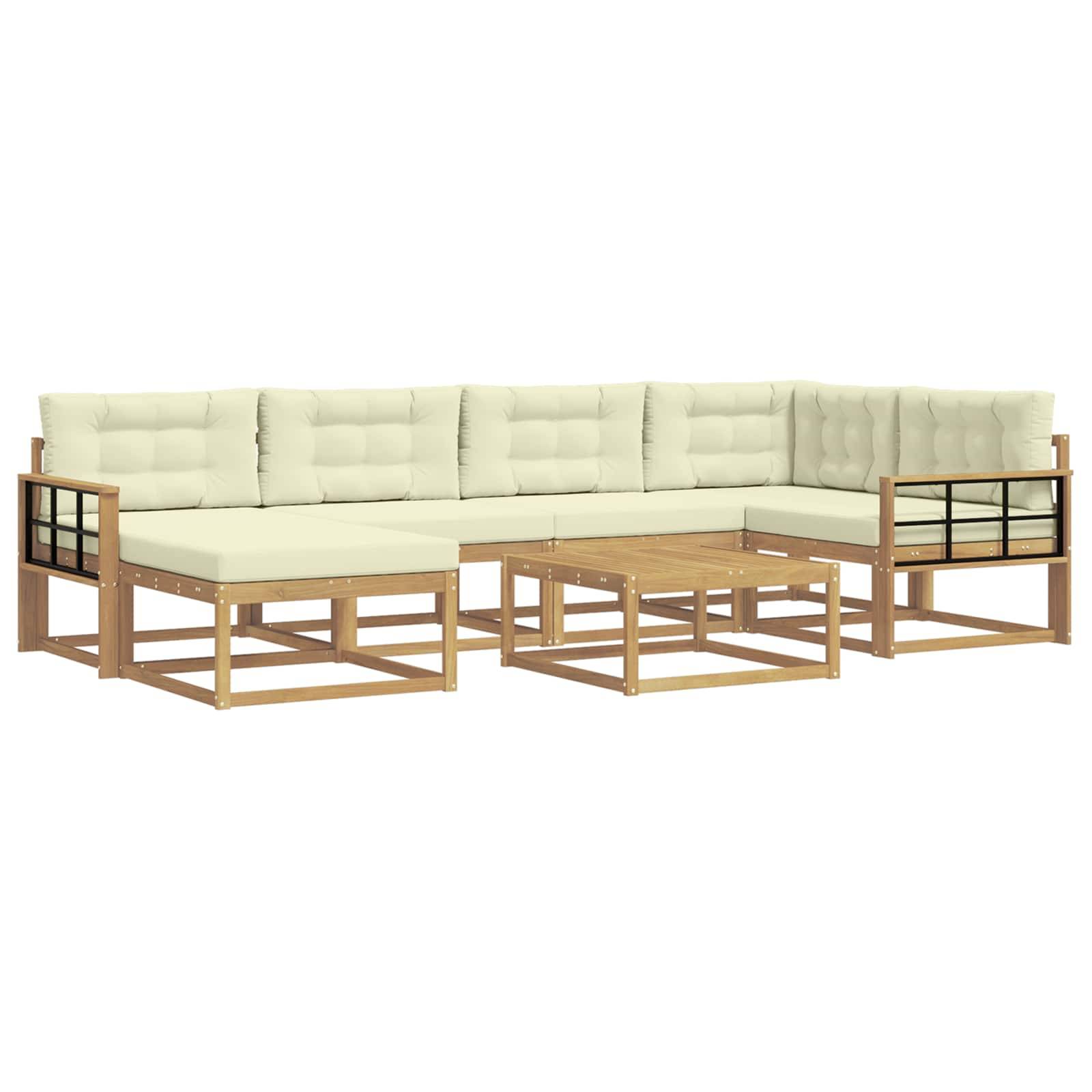 vidaXL Outdoor-Sofagarnitur 7 pcs Weiß und Creme