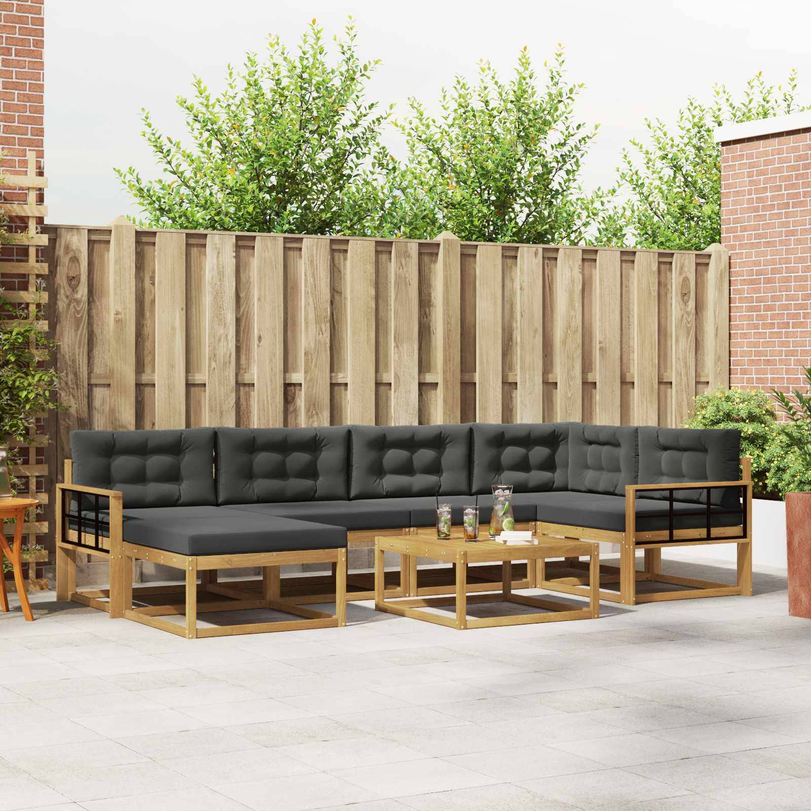 vidaXL Outdoor-Sofagarnitur 7 pcs Weiß und Anthrazit