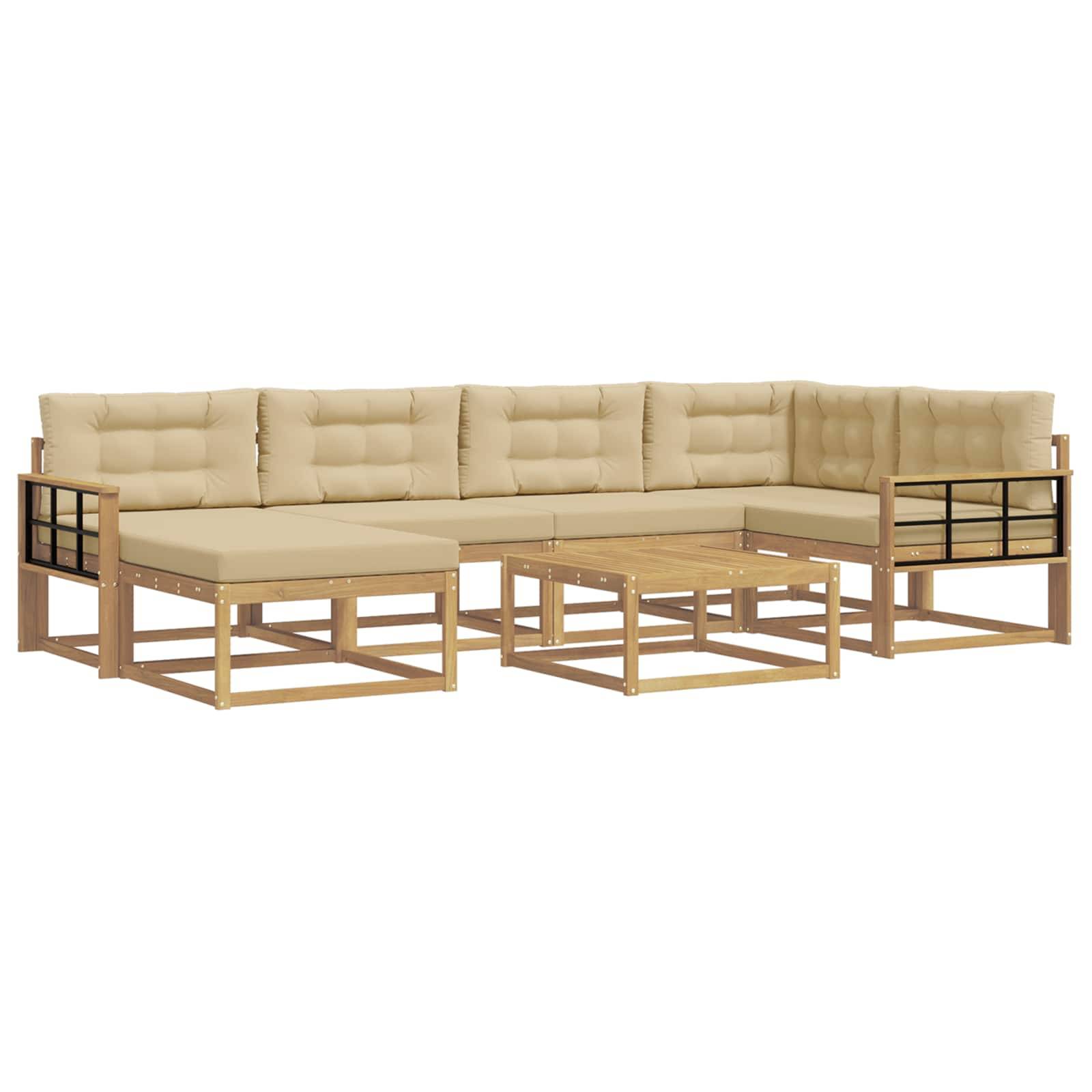 vidaXL Outdoor-Sofagarnitur 7 pcs Weiß und Beige