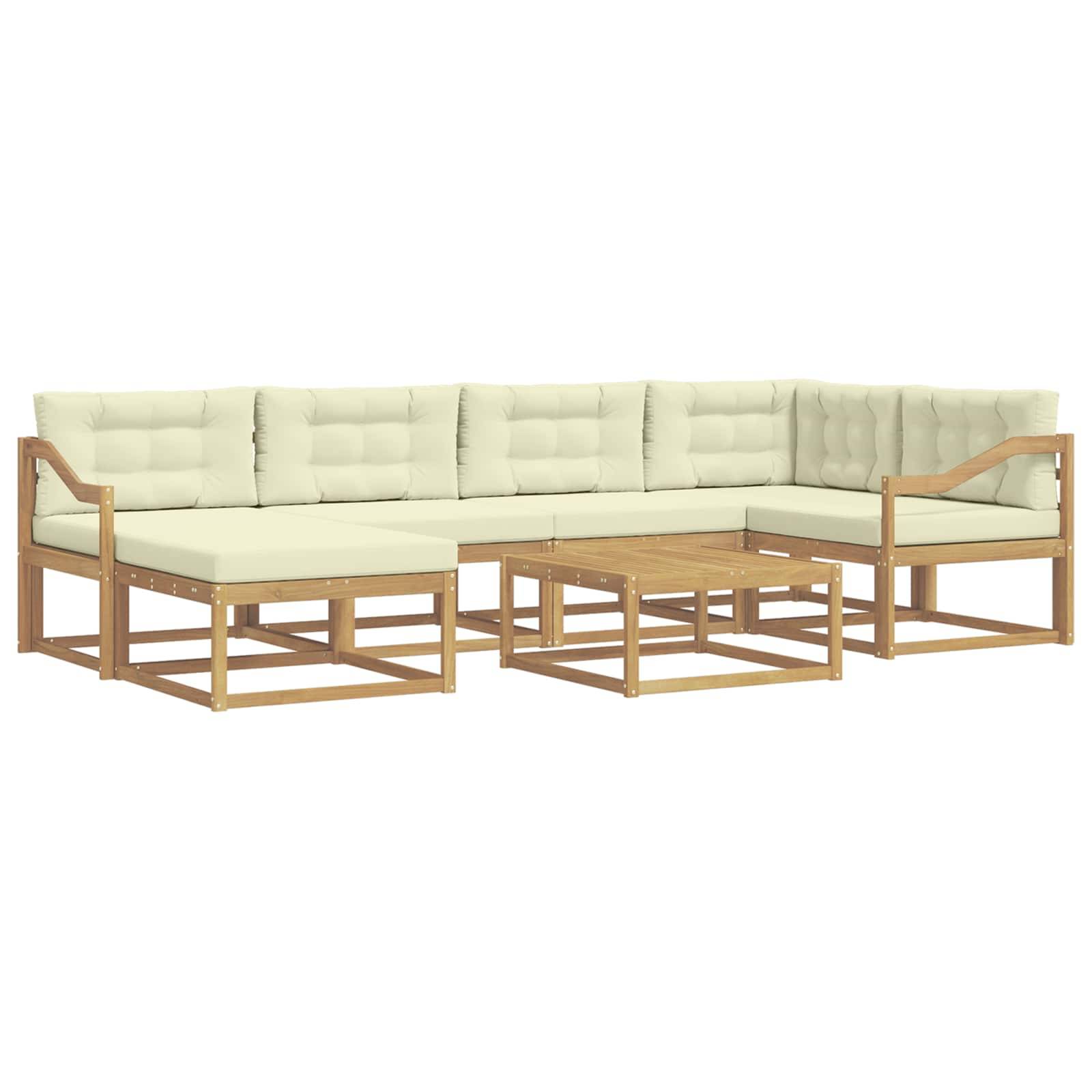 vidaXL Outdoor-Sofagarnitur 7 pcs Weiß und Creme
