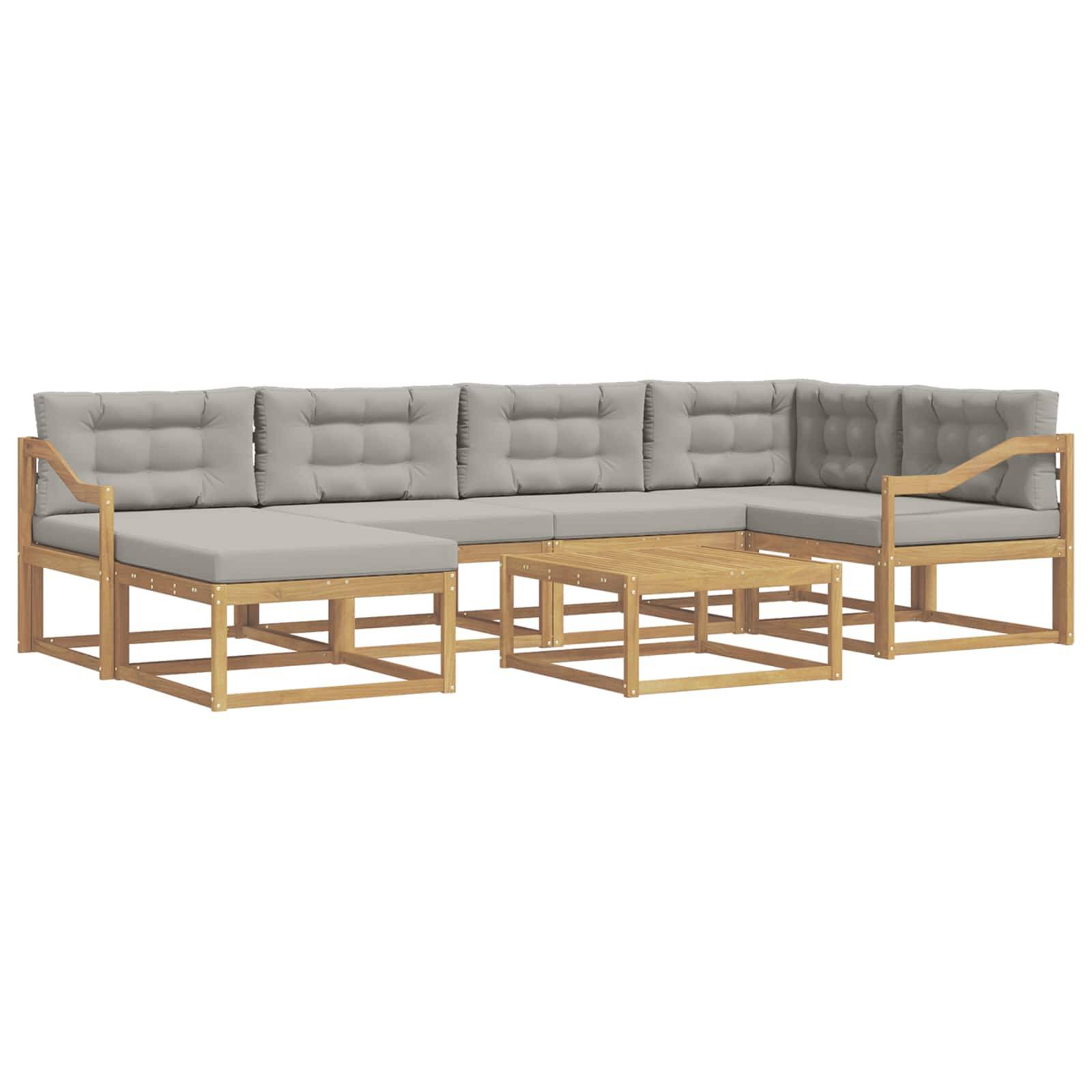 vidaXL Outdoor-Sofagarnitur 7 pcs Weiß und Hellgrau