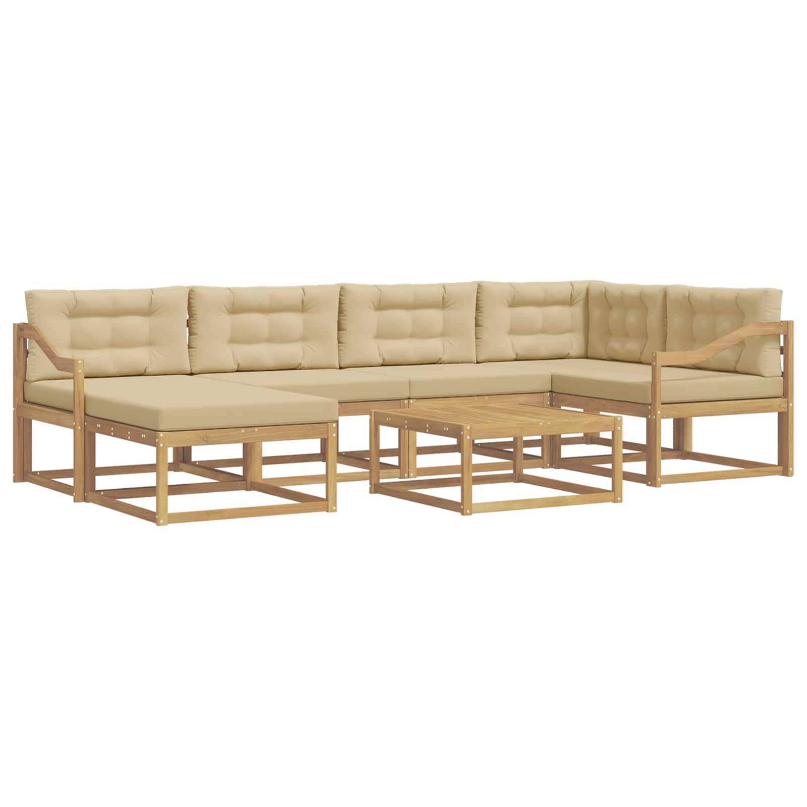 vidaXL Outdoor-Sofagarnitur 7 pcs Weiß und Beige