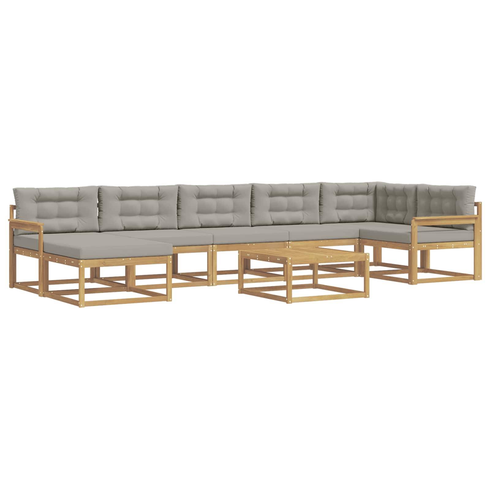 vidaXL Outdoor-Sofagarnitur 8 pcs Weiß und Hellgrau
