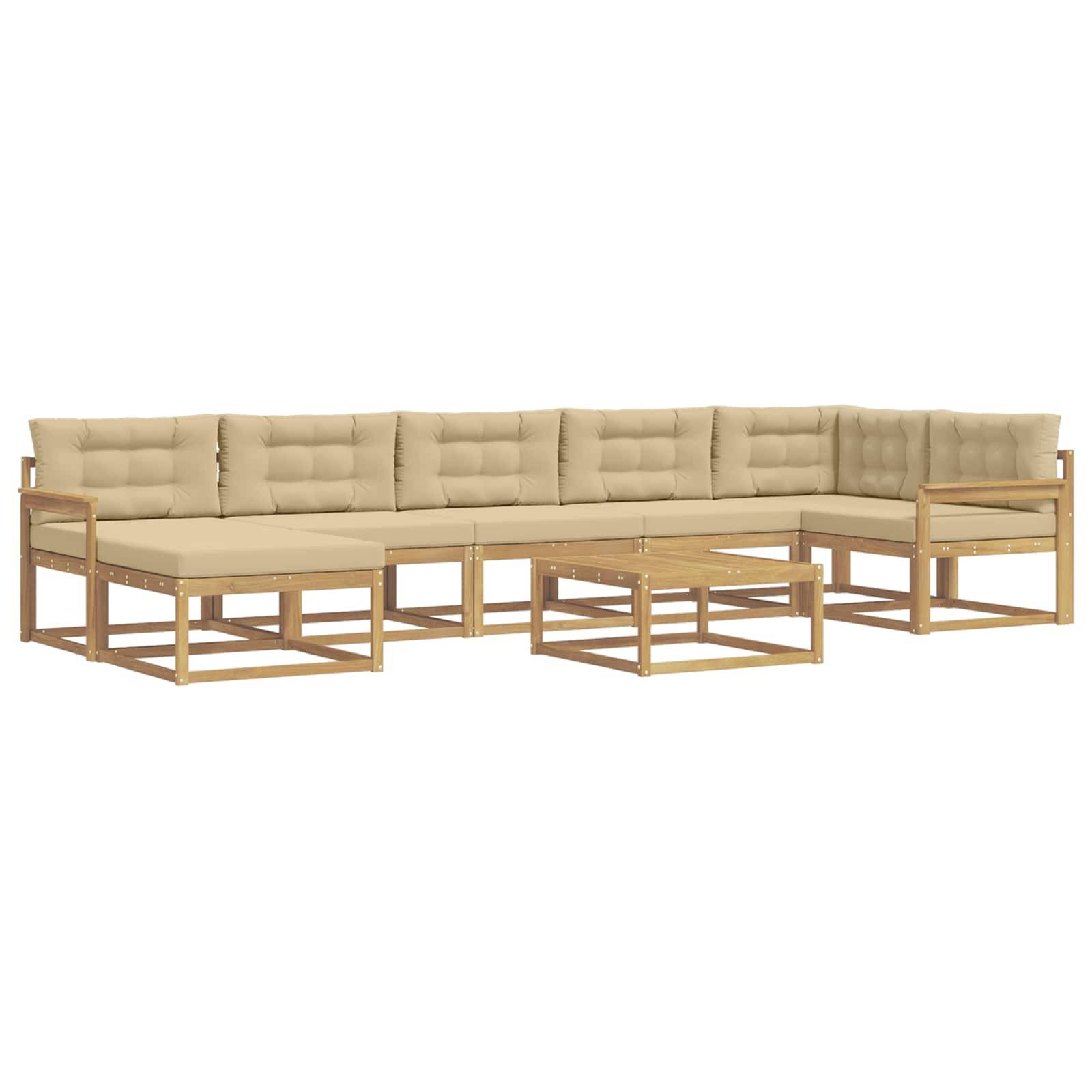 vidaXL Outdoor-Sofagarnitur 8 pcs Weiß und Beige