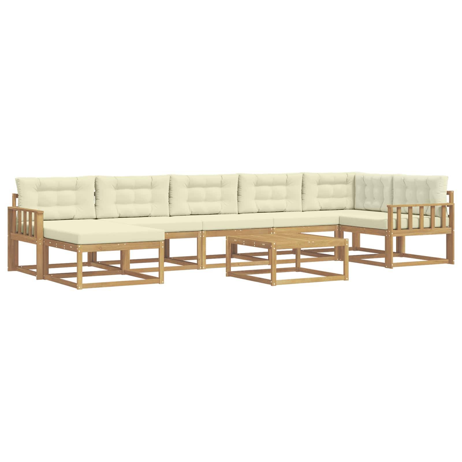 vidaXL Outdoor-Sofagarnitur 8 pcs Weiß und Creme
