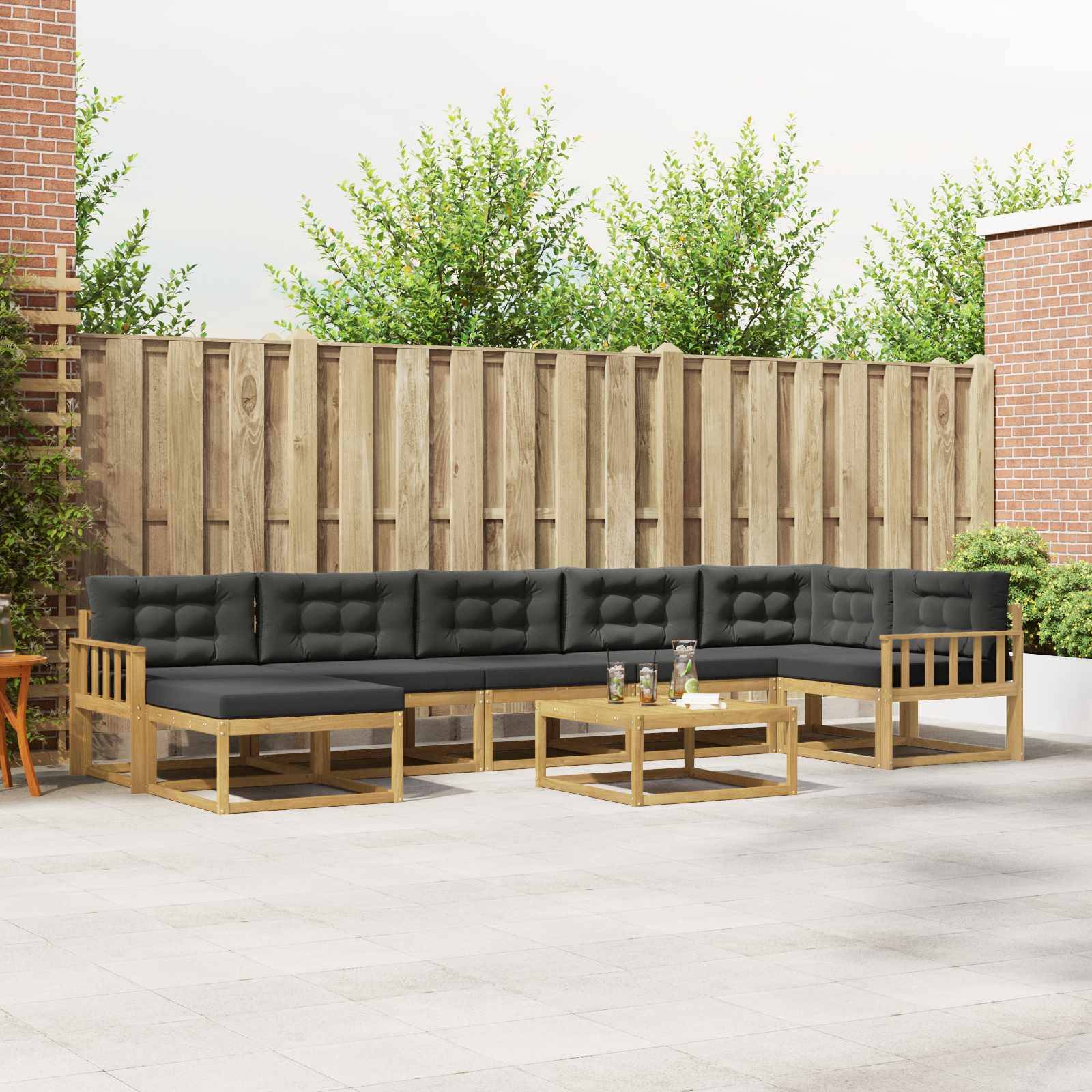 vidaXL Outdoor-Sofagarnitur 8 pcs Weiß und Anthrazit