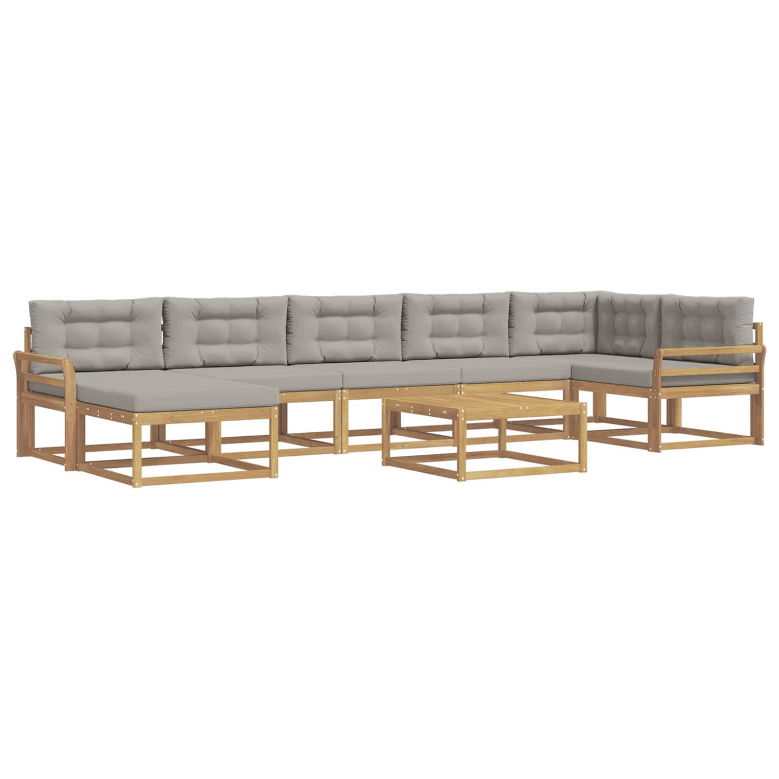 vidaXL Outdoor-Sofagarnitur 8 pcs Weiß und Hellgrau