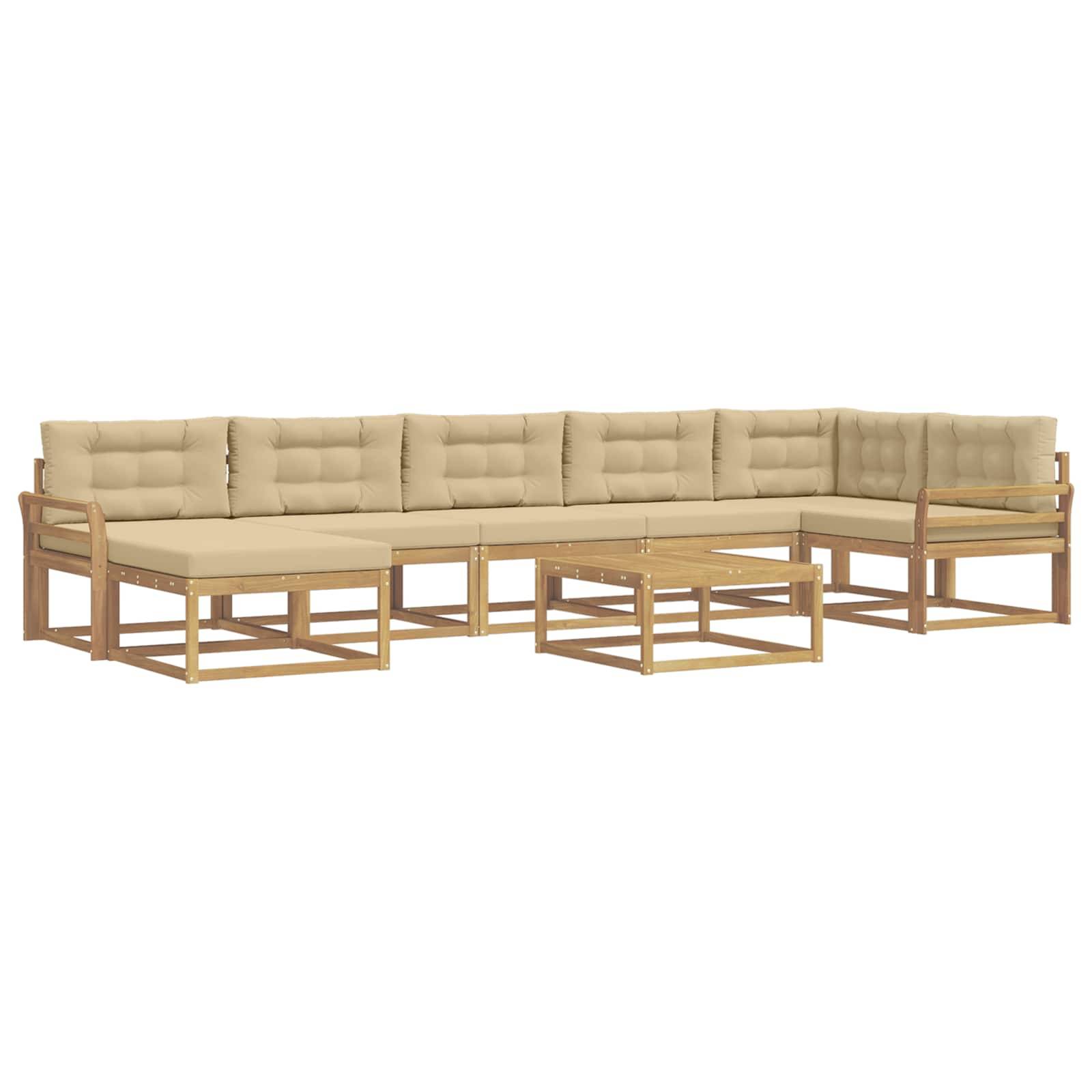 vidaXL Outdoor-Sofagarnitur 8 pcs Weiß und Beige