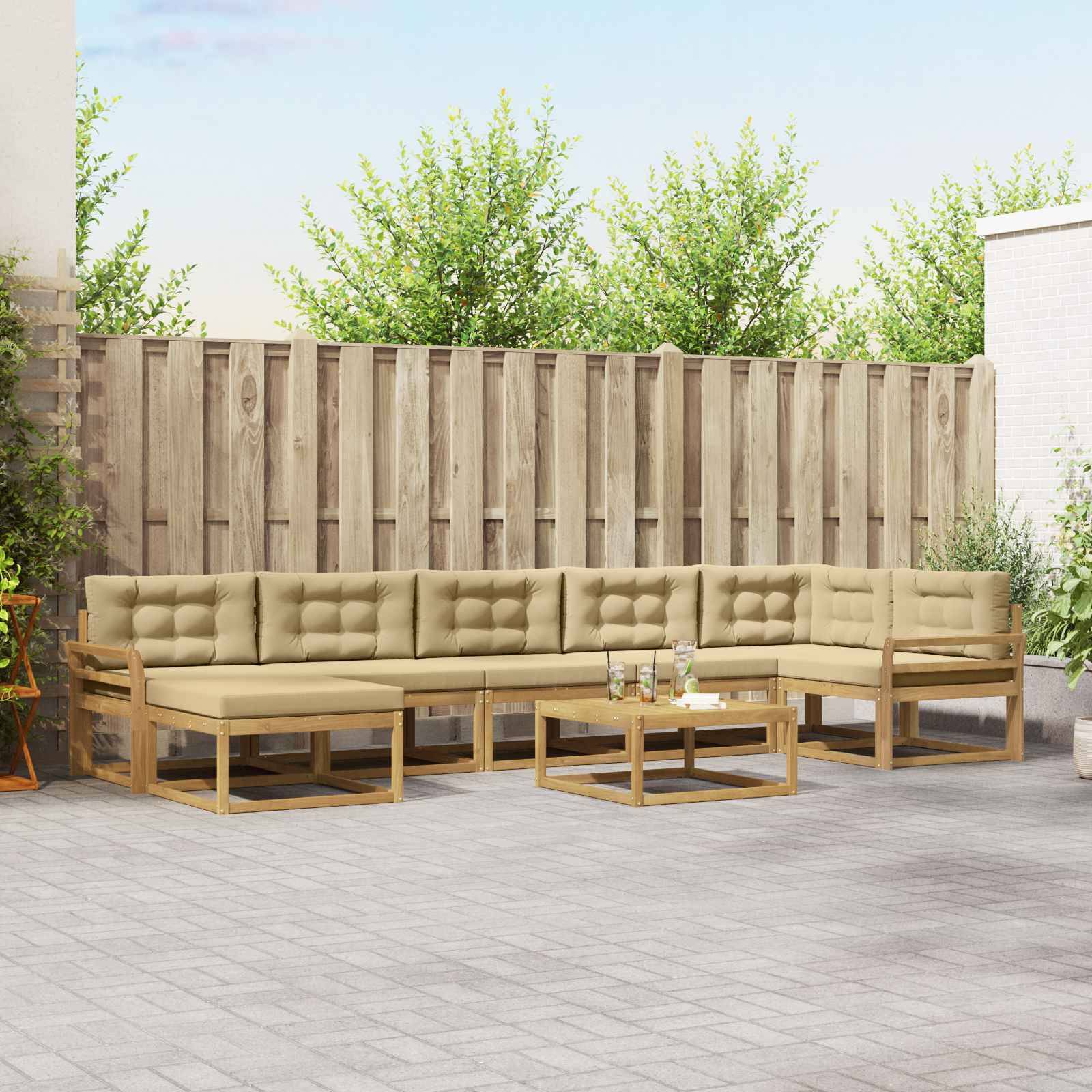vidaXL Outdoor-Sofagarnitur 8 pcs Weiß und Beige