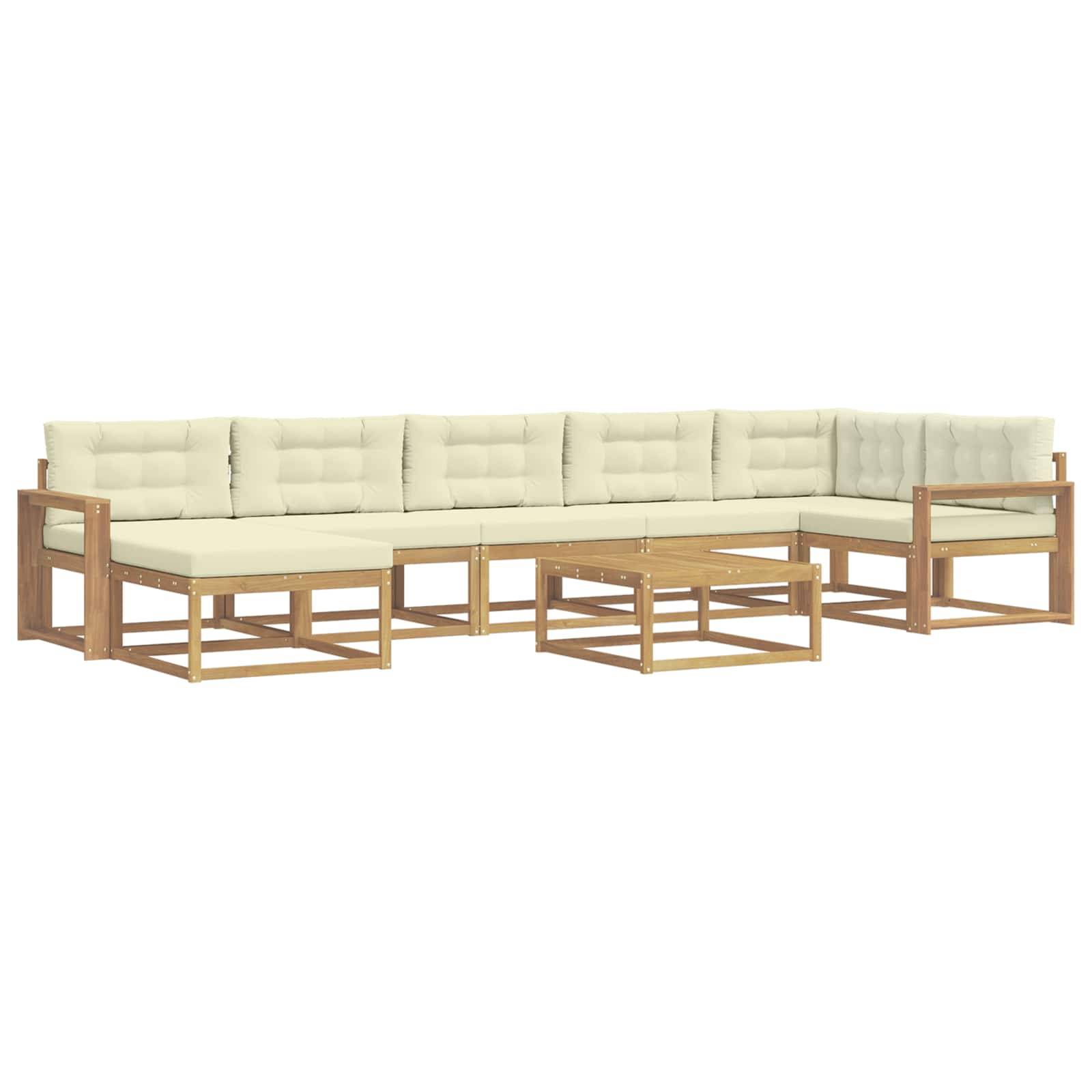 vidaXL Outdoor-Sofagarnitur 8 pcs Weiß und Creme