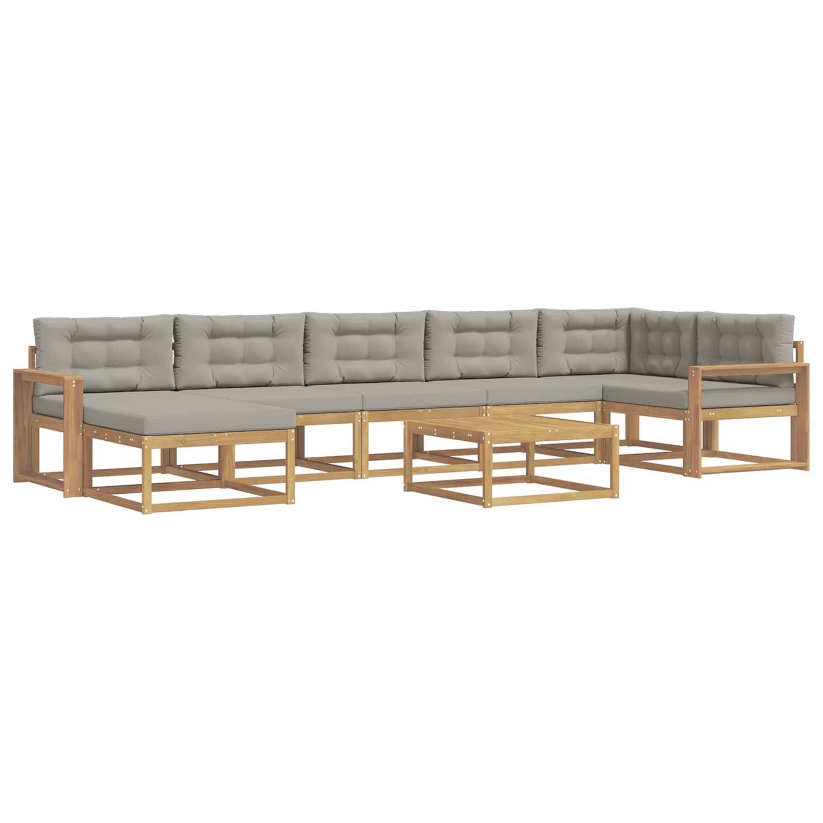 vidaXL Outdoor-Sofagarnitur 8 pcs Weiß und Hellgrau