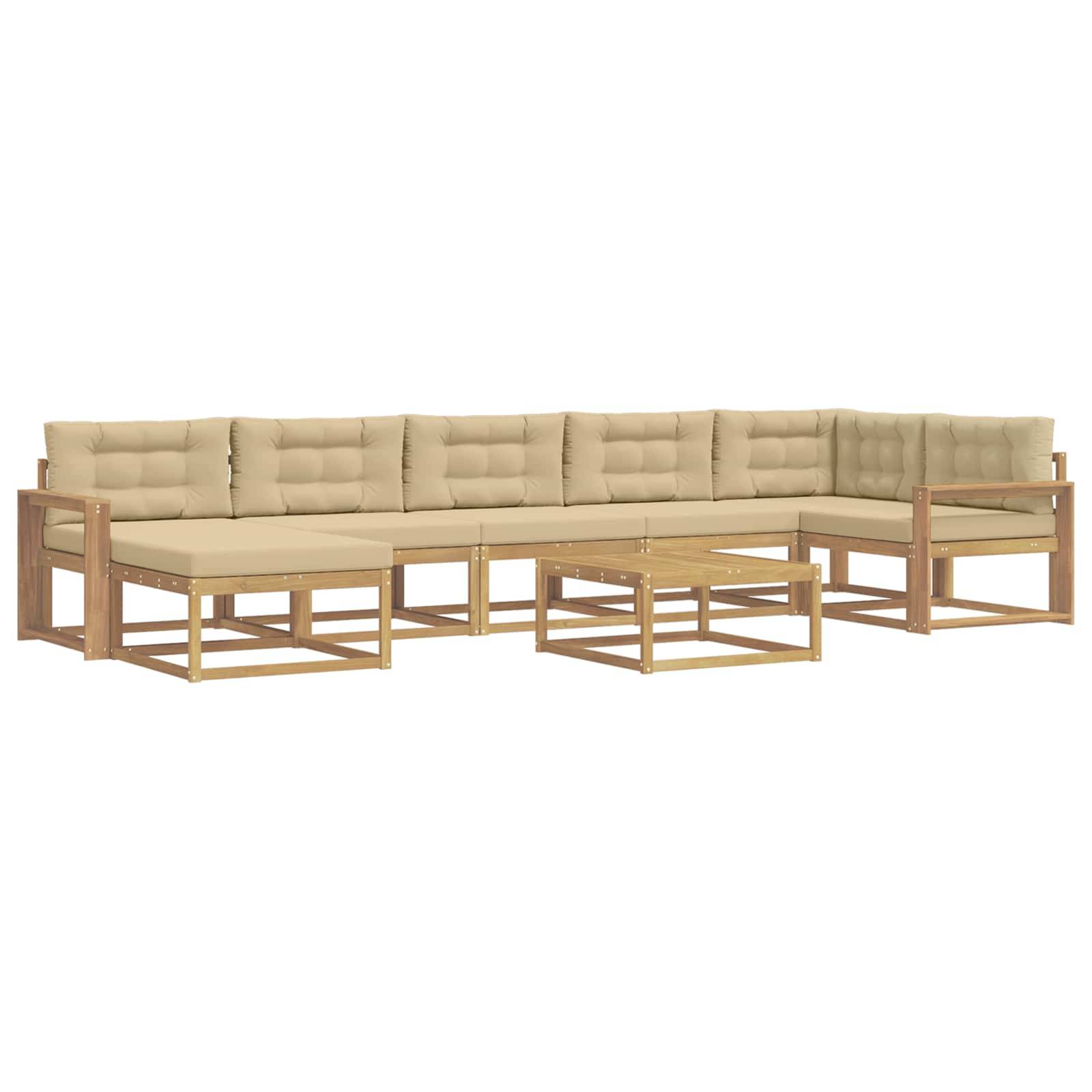 vidaXL Outdoor-Sofagarnitur 8 pcs Weiß und Beige