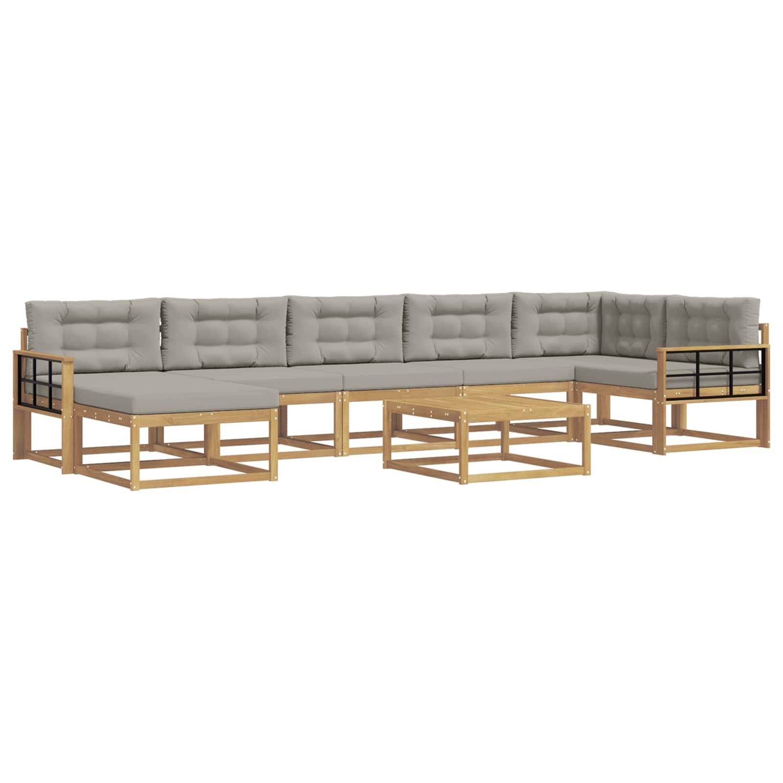 vidaXL Outdoor-Sofagarnitur 8 pcs Weiß und Hellgrau
