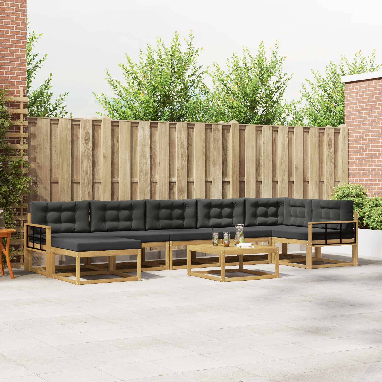 vidaXL Outdoor-Sofagarnitur 8 pcs Weiß und Anthrazit