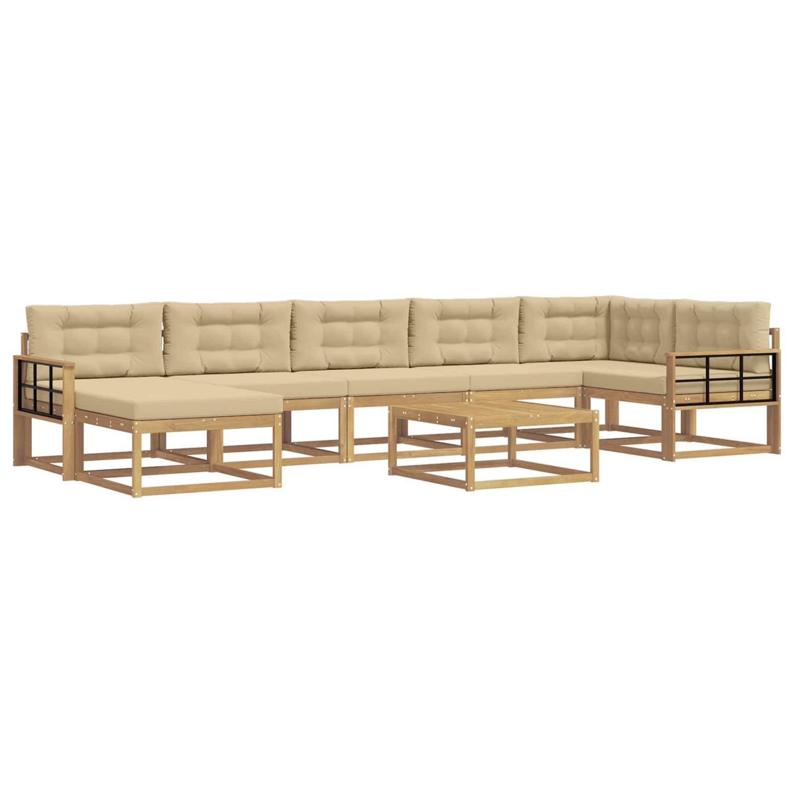 vidaXL Outdoor-Sofagarnitur 8 pcs Weiß und Beige