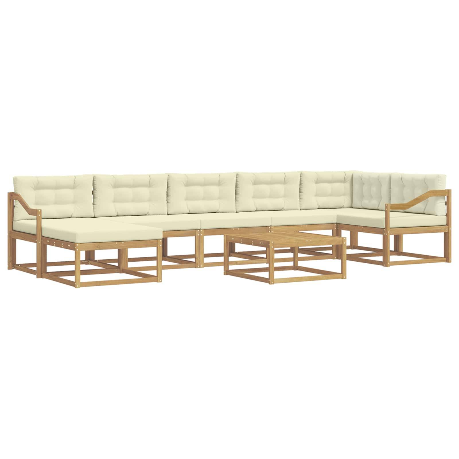 vidaXL Outdoor-Sofagarnitur 8 pcs Weiß und Creme